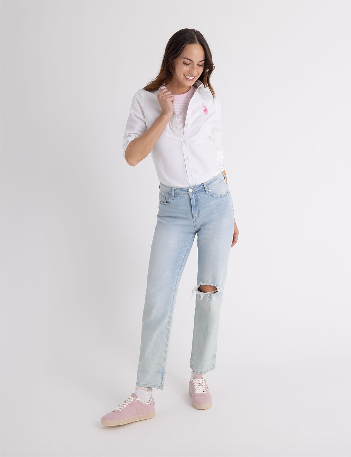 Classic Oxford Shirt with Button Cuffs & Embroidered Logo | Tonal