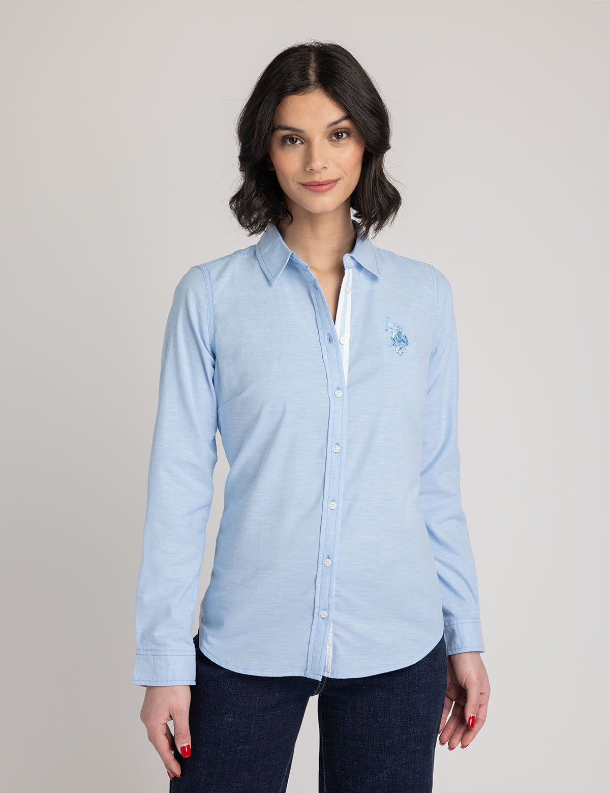 Classic Oxford Shirt with Button Cuffs & Embroidered Logo | Tonal