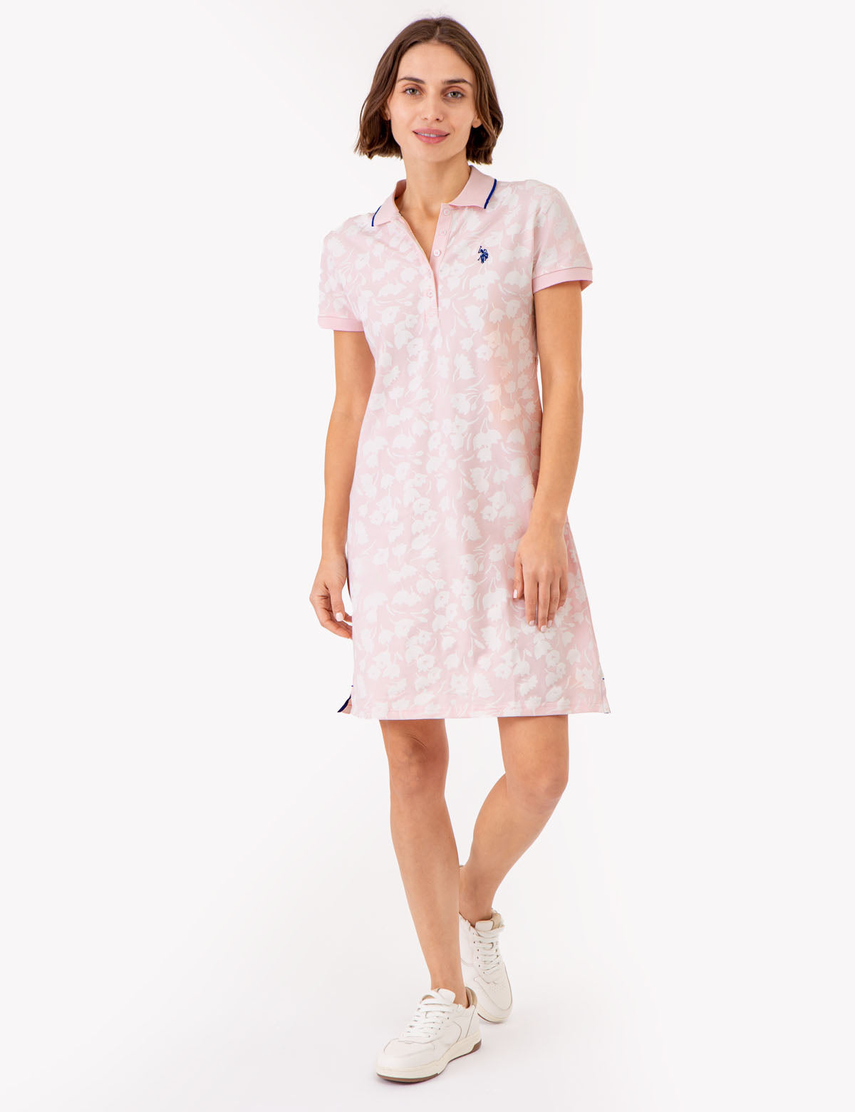 Tulip Print Polo Dress with Tipped Details | Floral Summer Dress