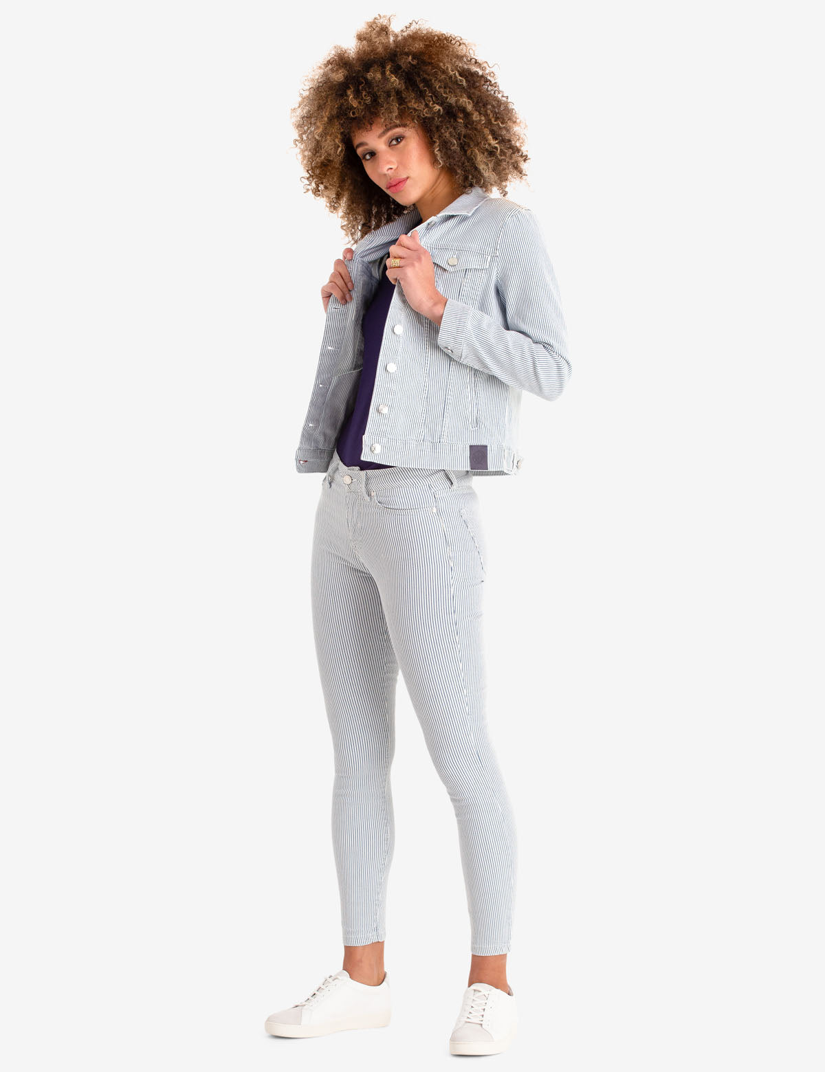 Tuxedo Stripe Mid Rise Jegging with Recycled Polyester | Slimming Fit