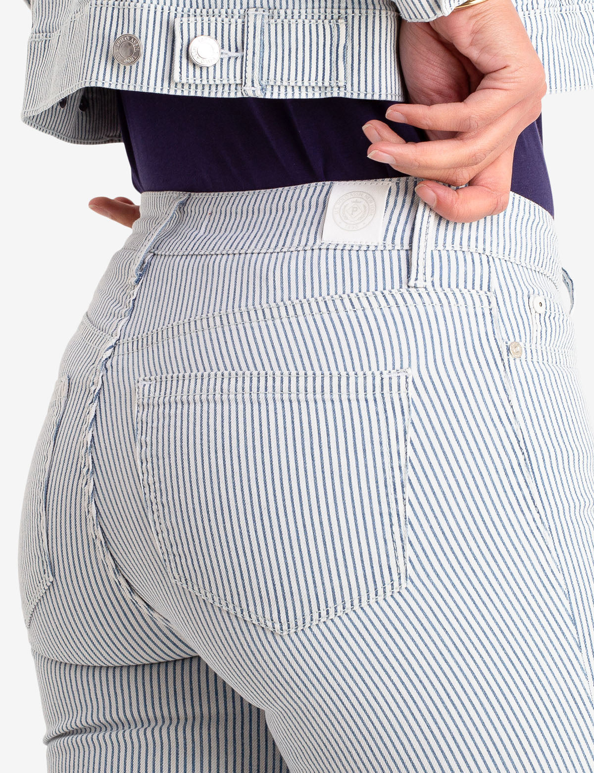 Tuxedo Stripe Mid Rise Jegging with Recycled Polyester | Slimming Fit