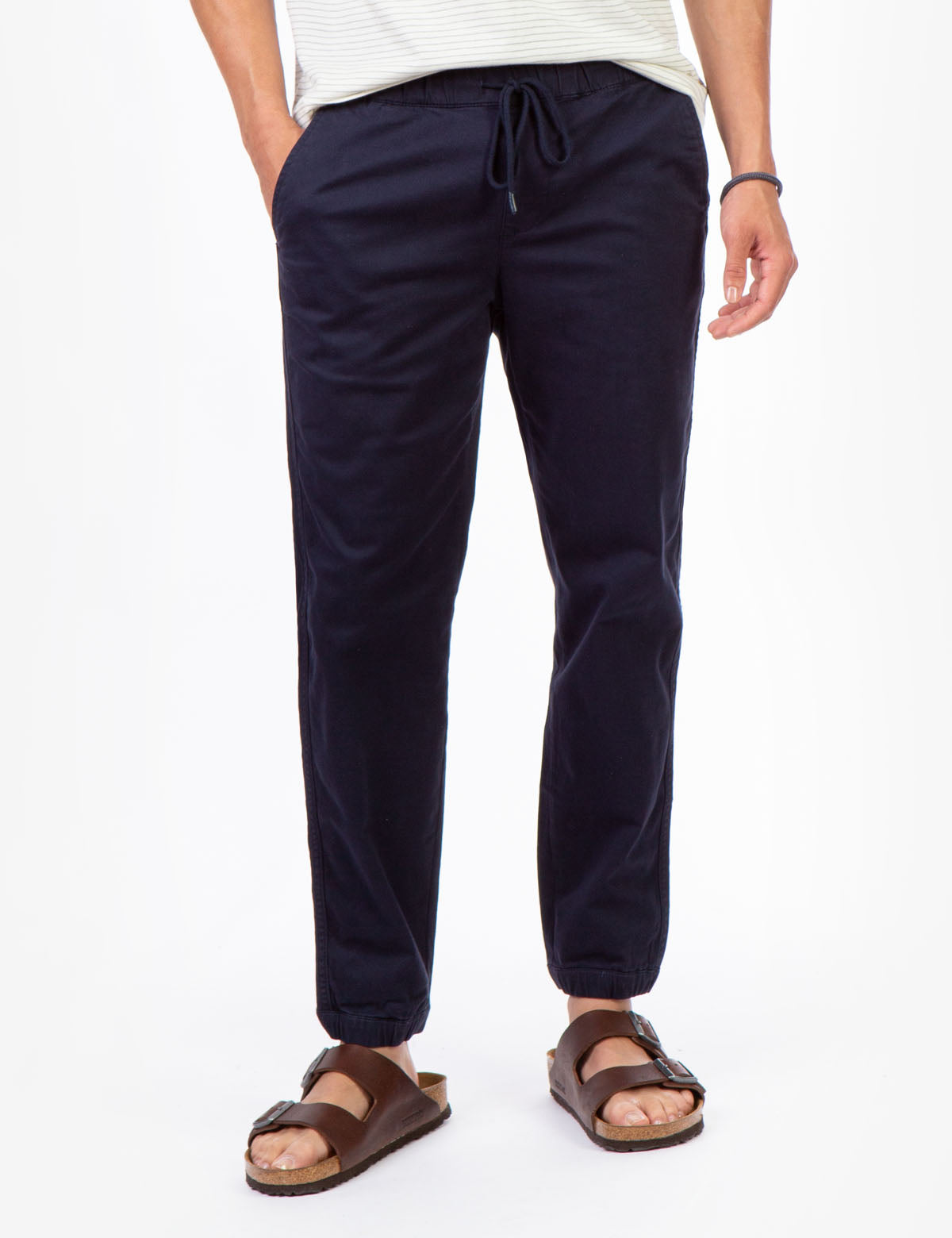 Men's Slim Fit Twill Joggers with Elastic Waist & Pockets