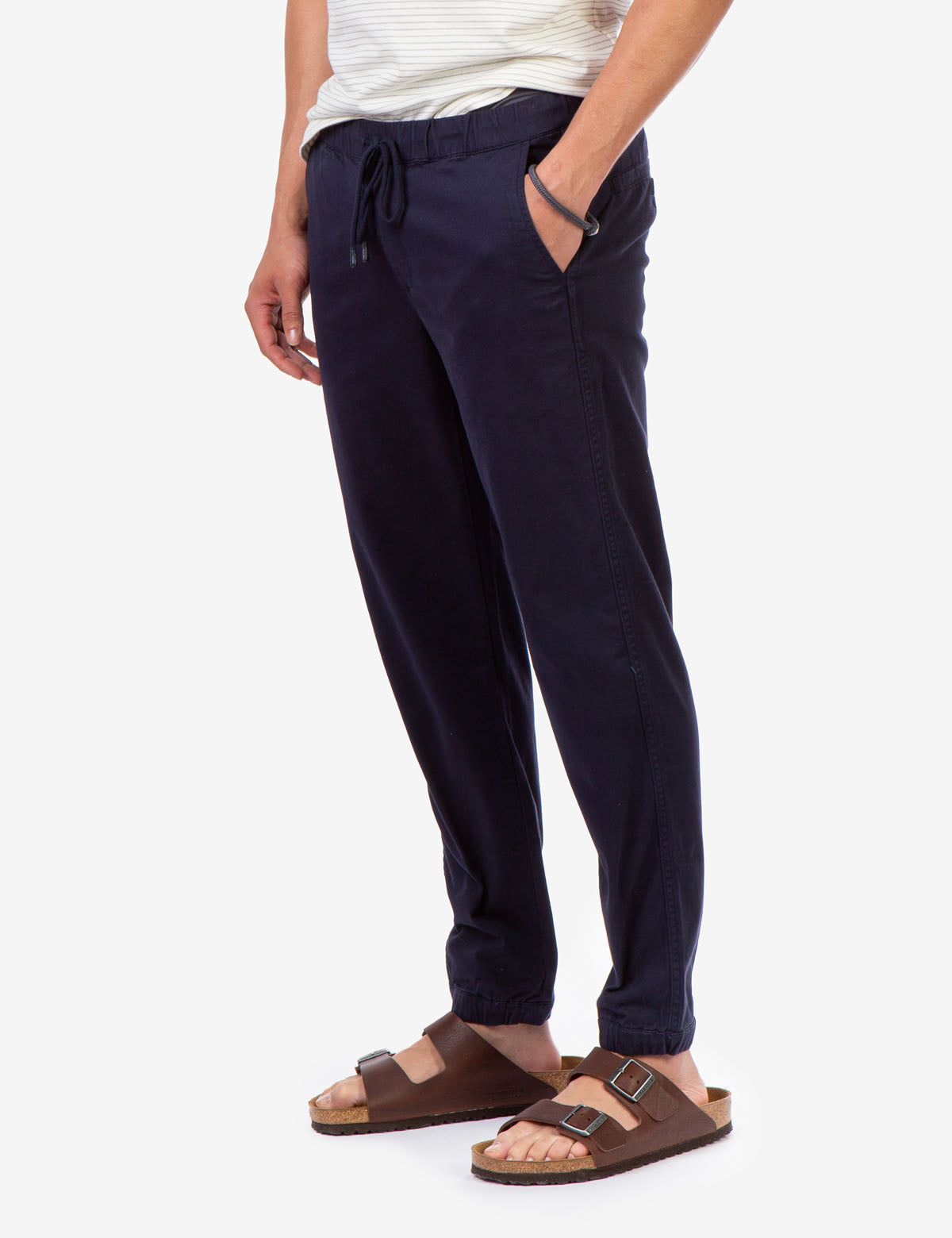 Men's Slim Fit Twill Joggers with Elastic Waist & Pockets