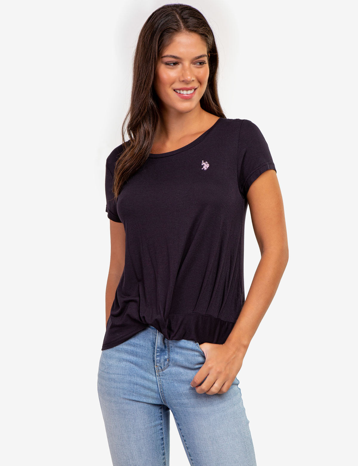 Twist Front Crew Neck T-Shirt for Women | Casual & Stylish