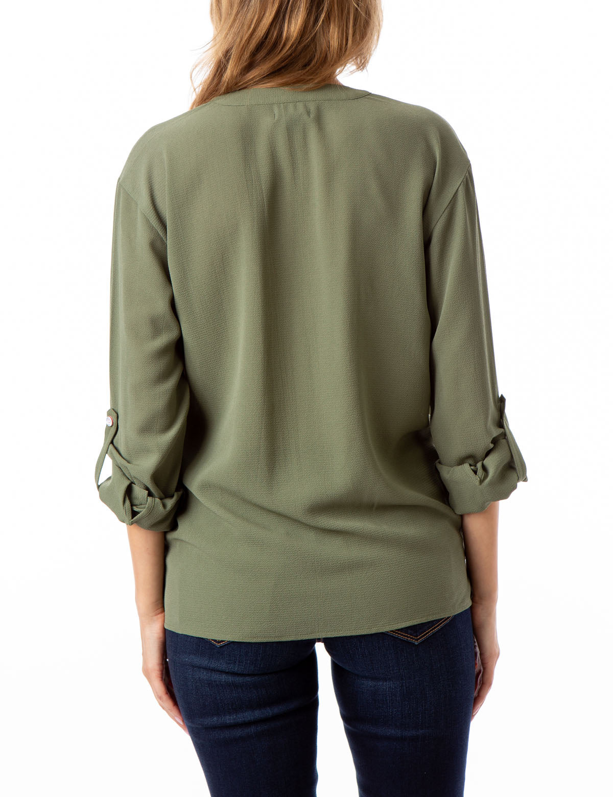 Solid Utility Shirt with Two Pockets & V-Neck | Lightweight Long Sleeve