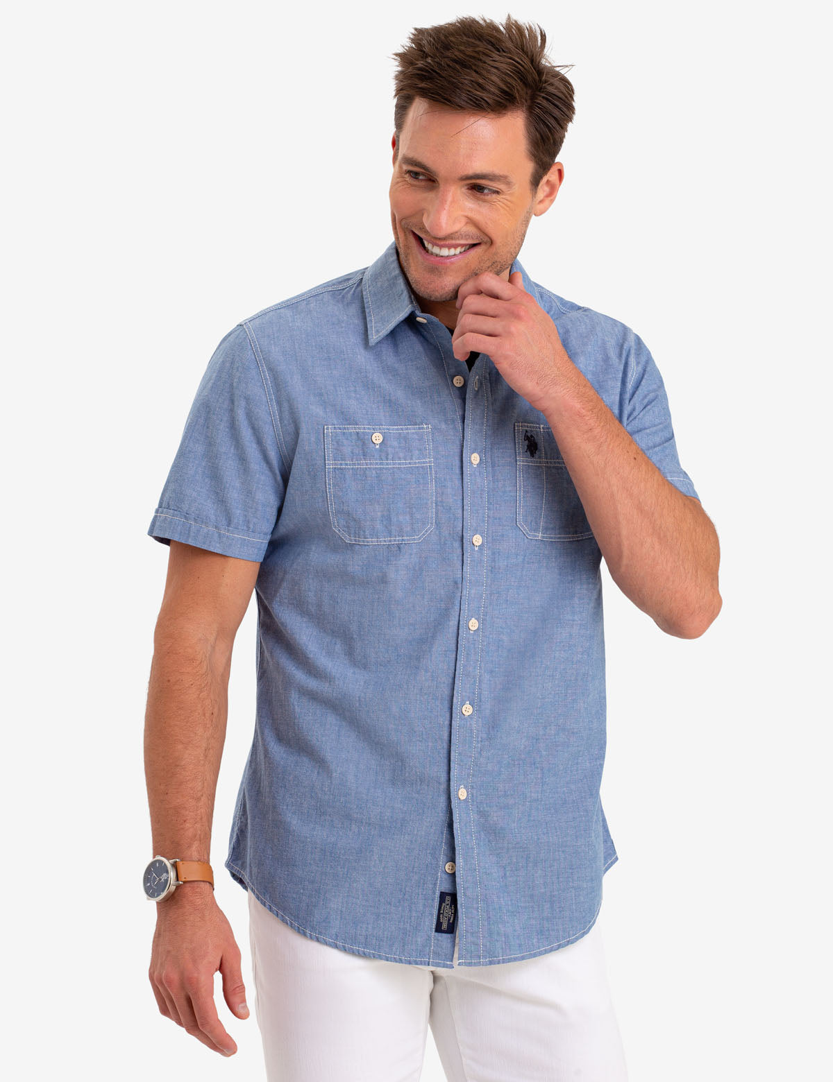 Men's Short Sleeve Utility Shirt with Two Pockets | 100% Cotton
