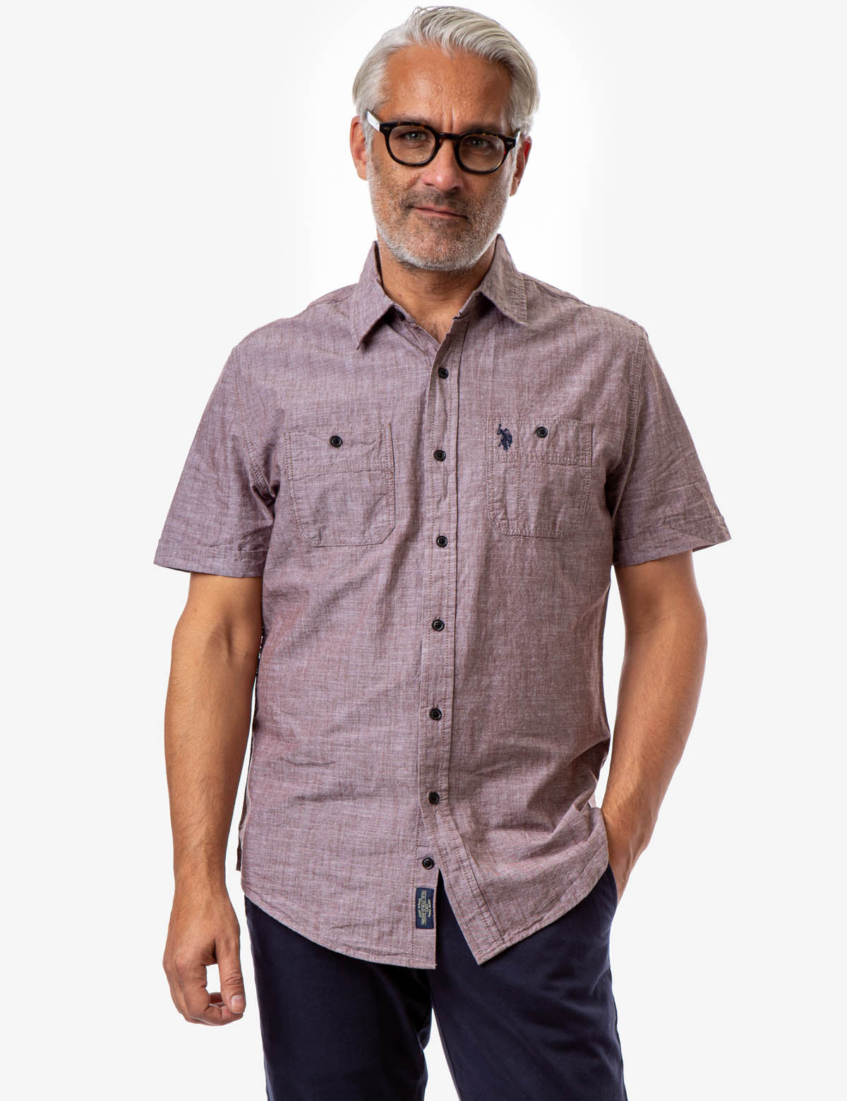 Men's Short Sleeve Utility Shirt with Two Pockets | 100% Cotton