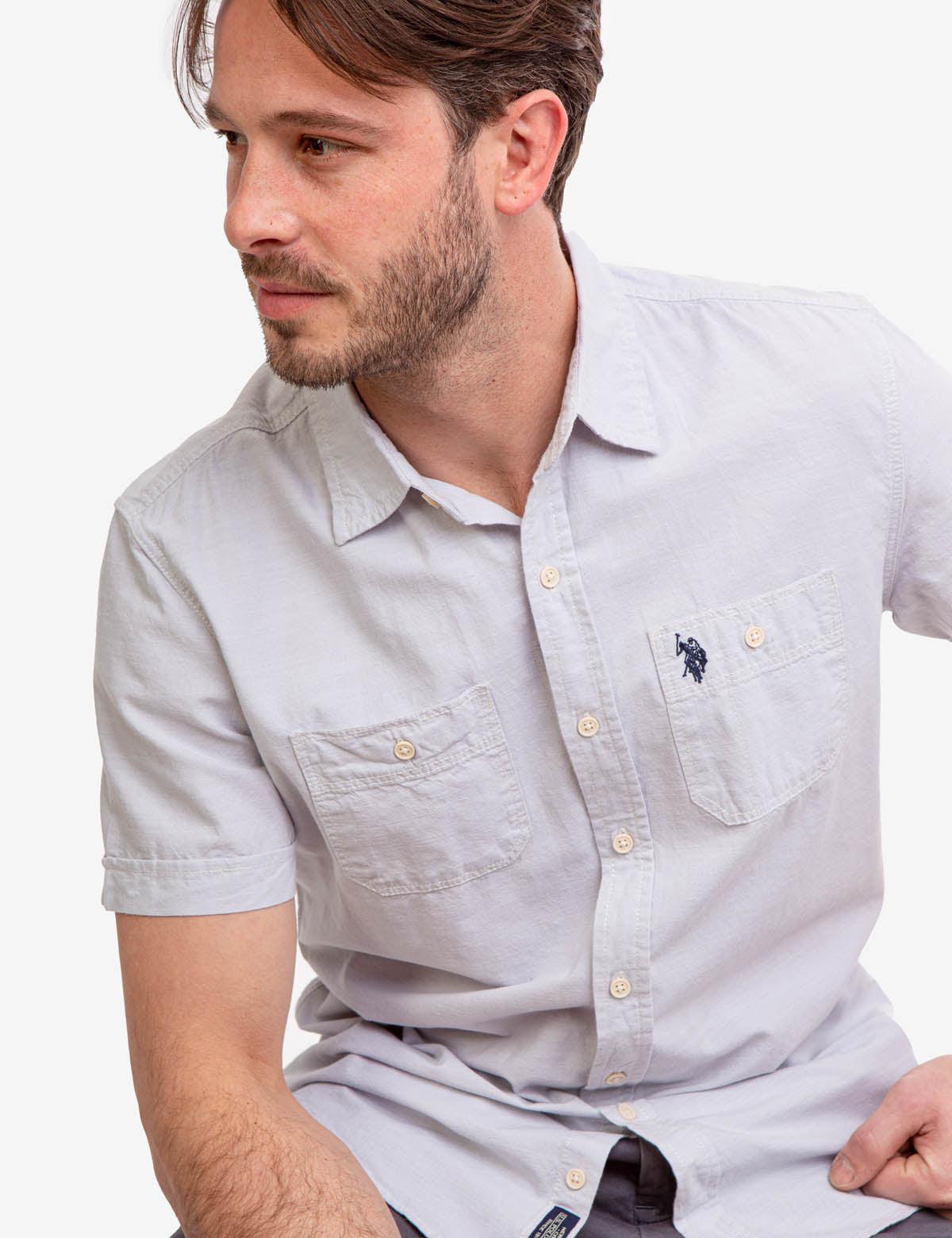 Men's Short Sleeve Utility Shirt with Two Pockets | 100% Cotton