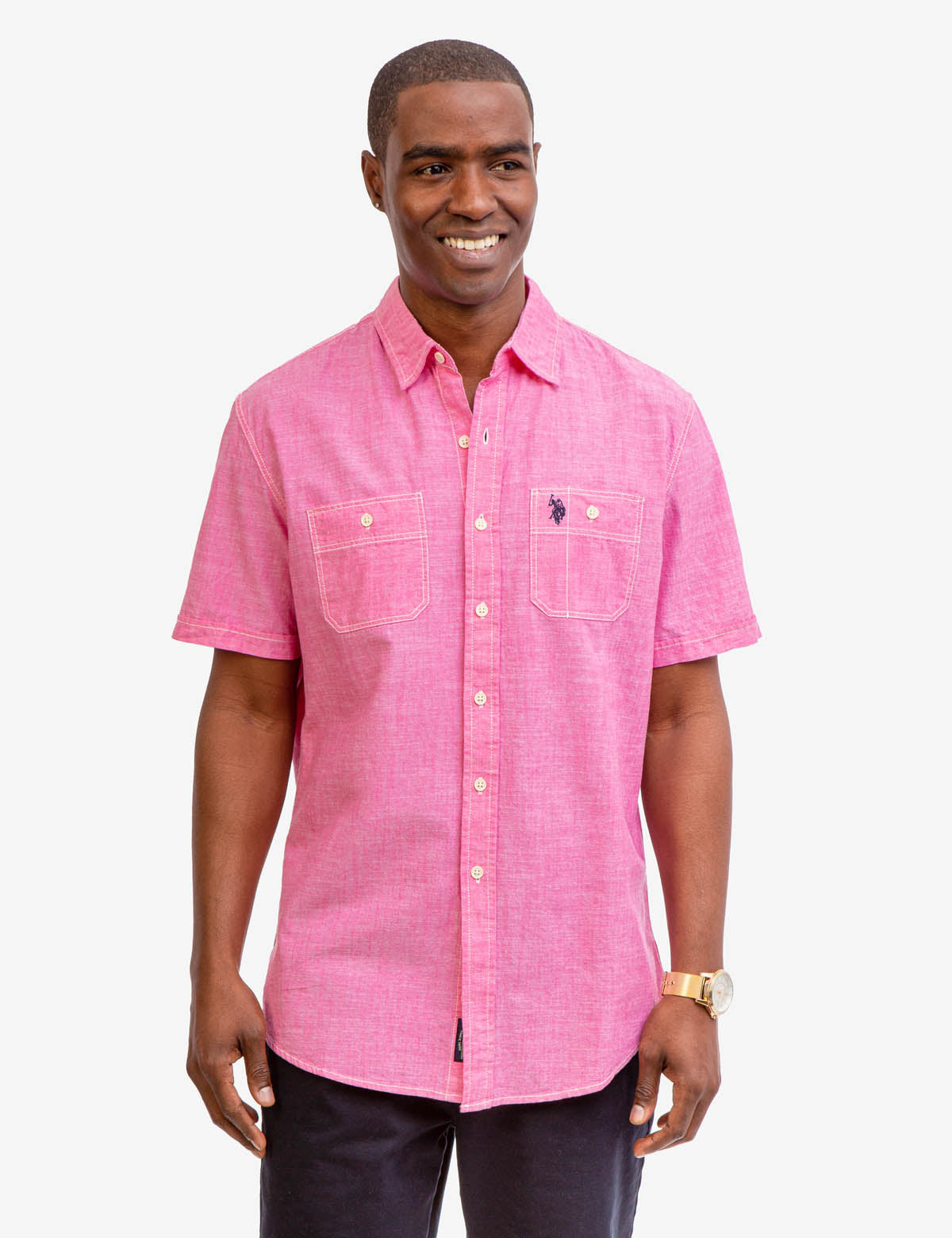 Men's Short Sleeve Utility Shirt with Two Pockets | 100% Cotton