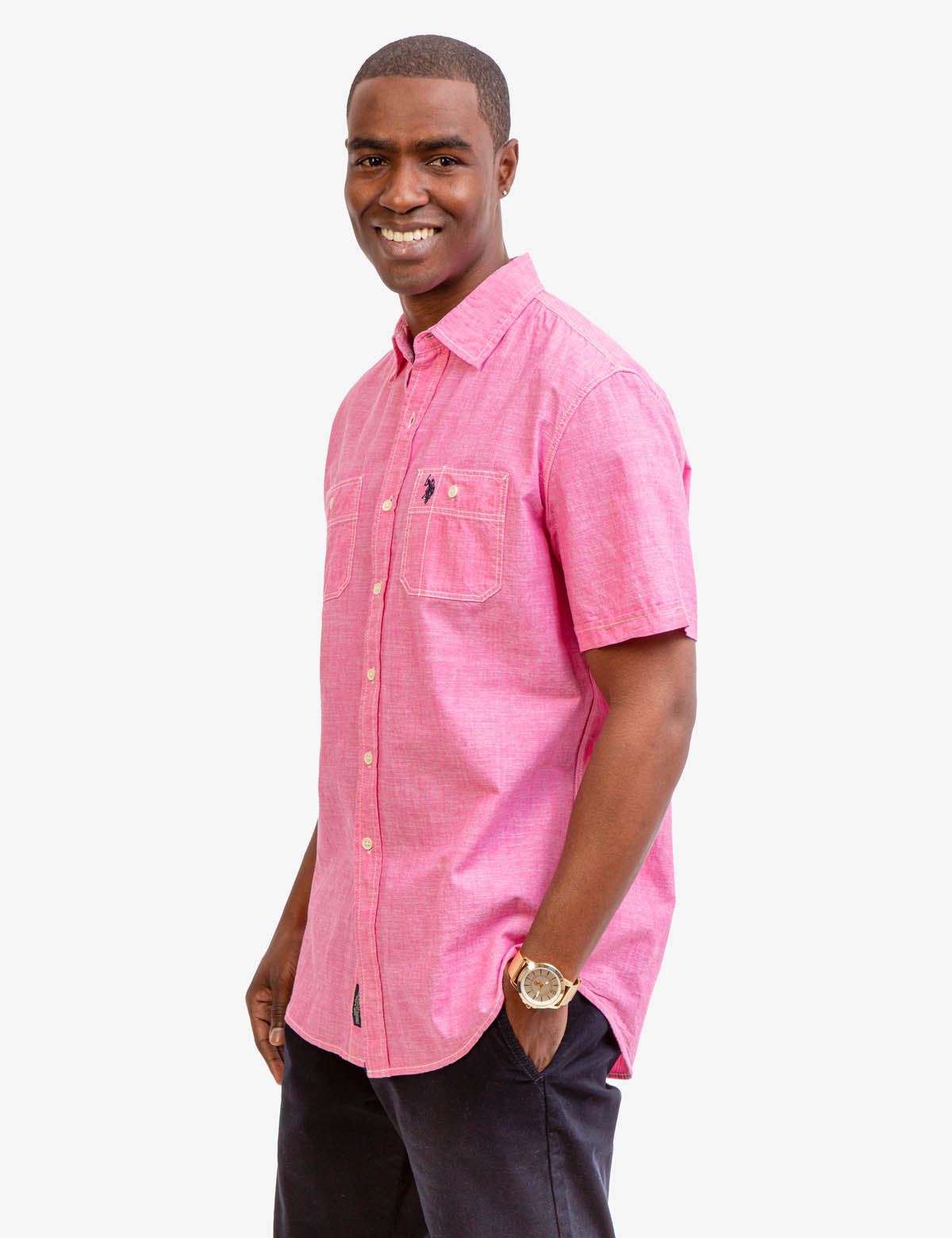 Men's Short Sleeve Utility Shirt with Two Pockets | 100% Cotton