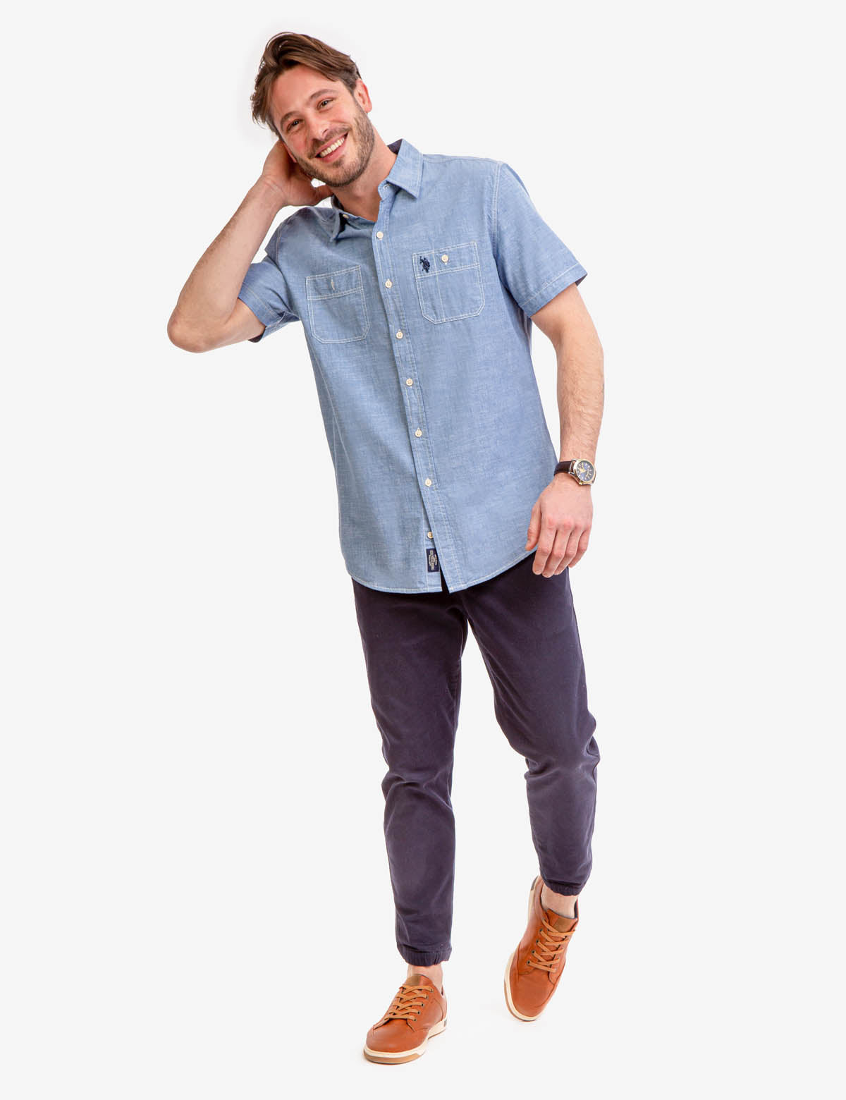 Men's Short Sleeve Utility Shirt with Two Pockets | 100% Cotton