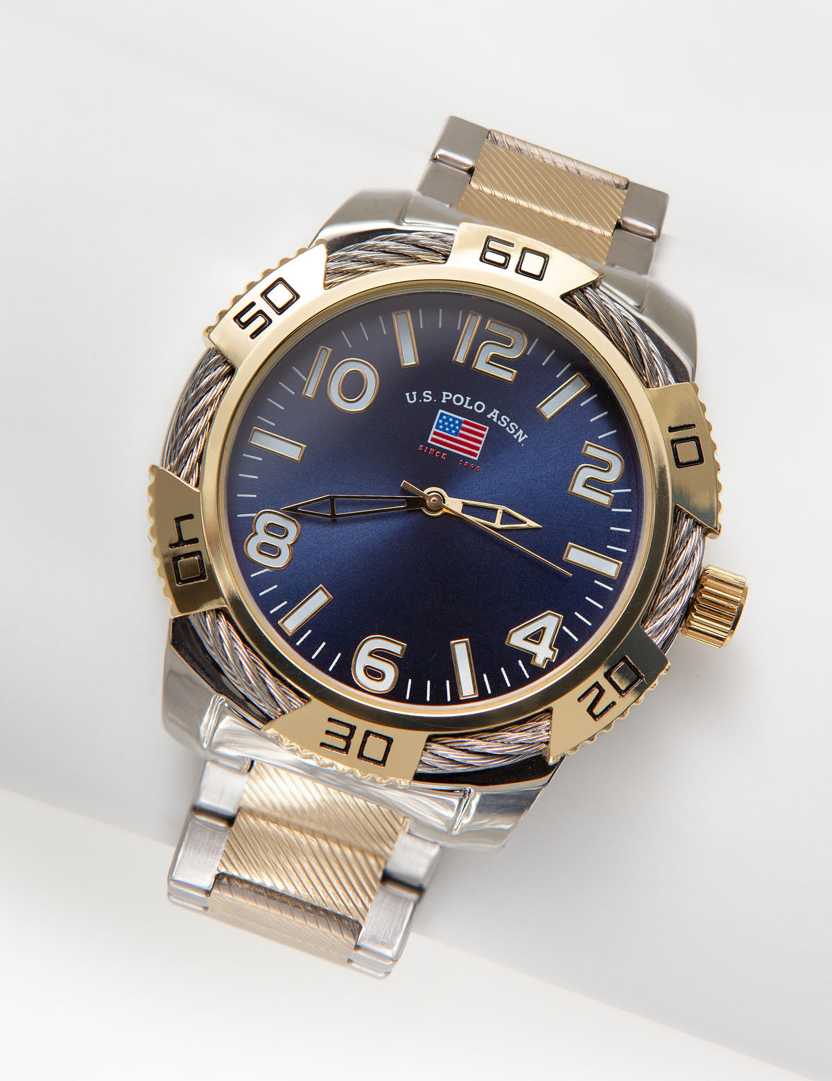Two Tone Bracelet Watch with Rope Accent Bezel | U.S. Polo Assn.