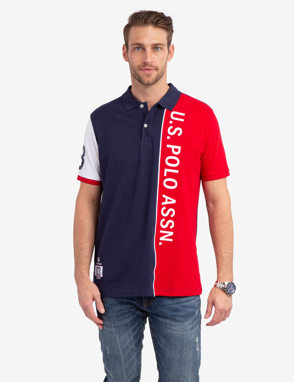 Colorblock Printed Polo Shirt with Short Sleeves | U.S. Polo Assn.