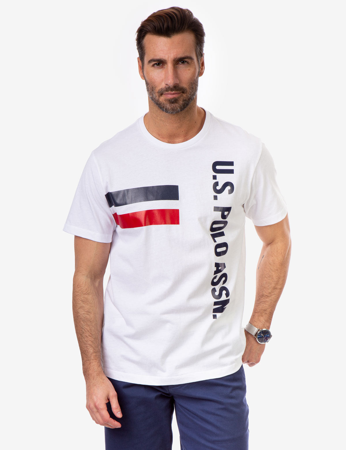 Classic Crew Neck T-Shirt with Side Lettering & Stripe | U.S. Polo Assn.