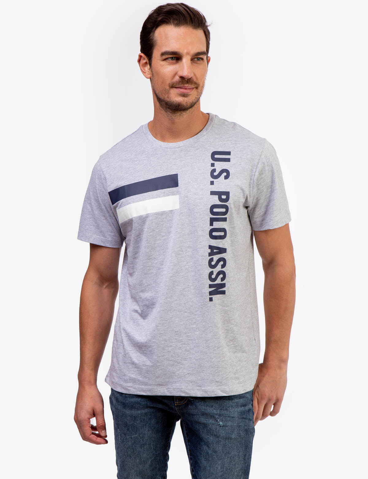 Classic Crew Neck T-Shirt with Side Lettering & Stripe | U.S. Polo Assn.