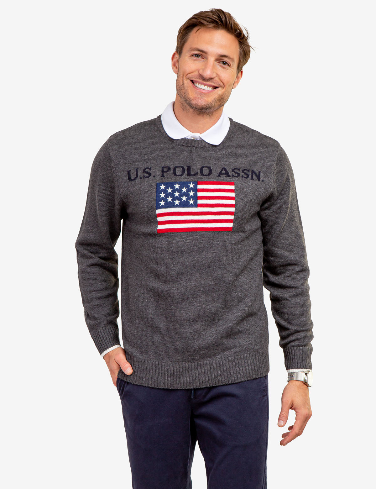 Flag Crew Neck Sweater for Men | U.S. Polo Assn.