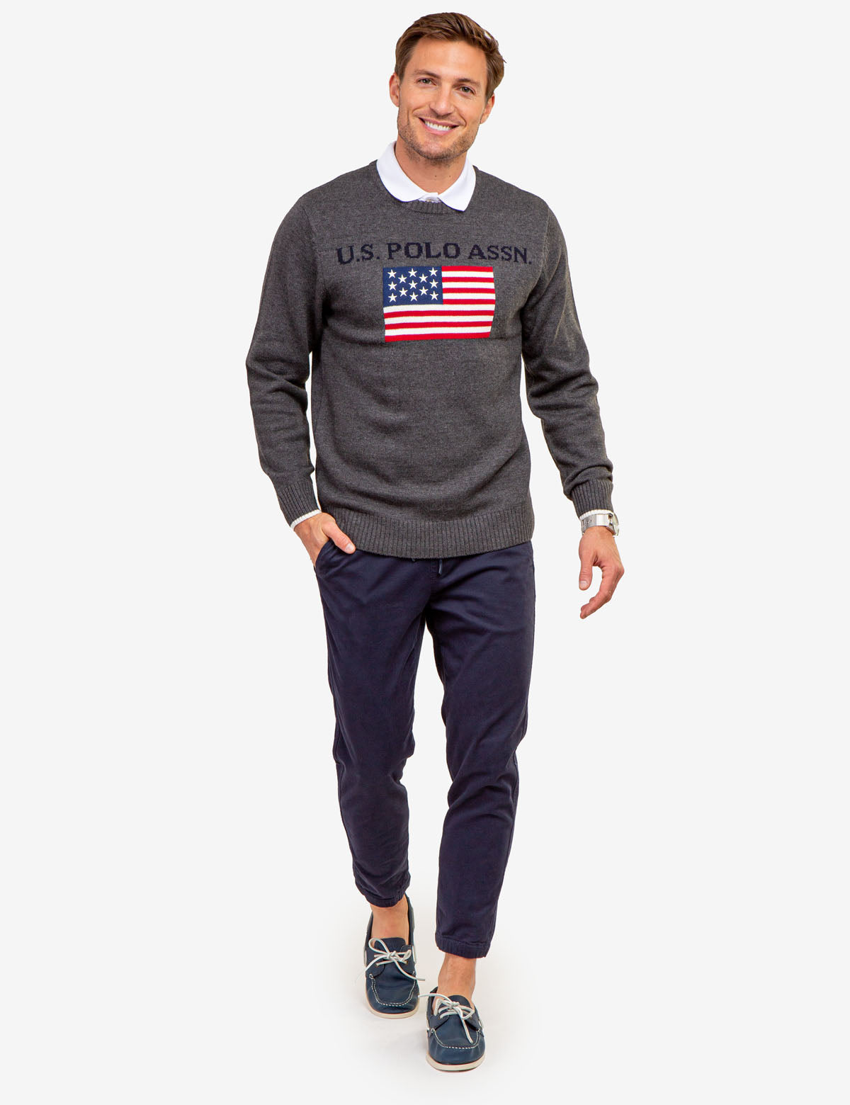 Flag Crew Neck Sweater for Men | U.S. Polo Assn.