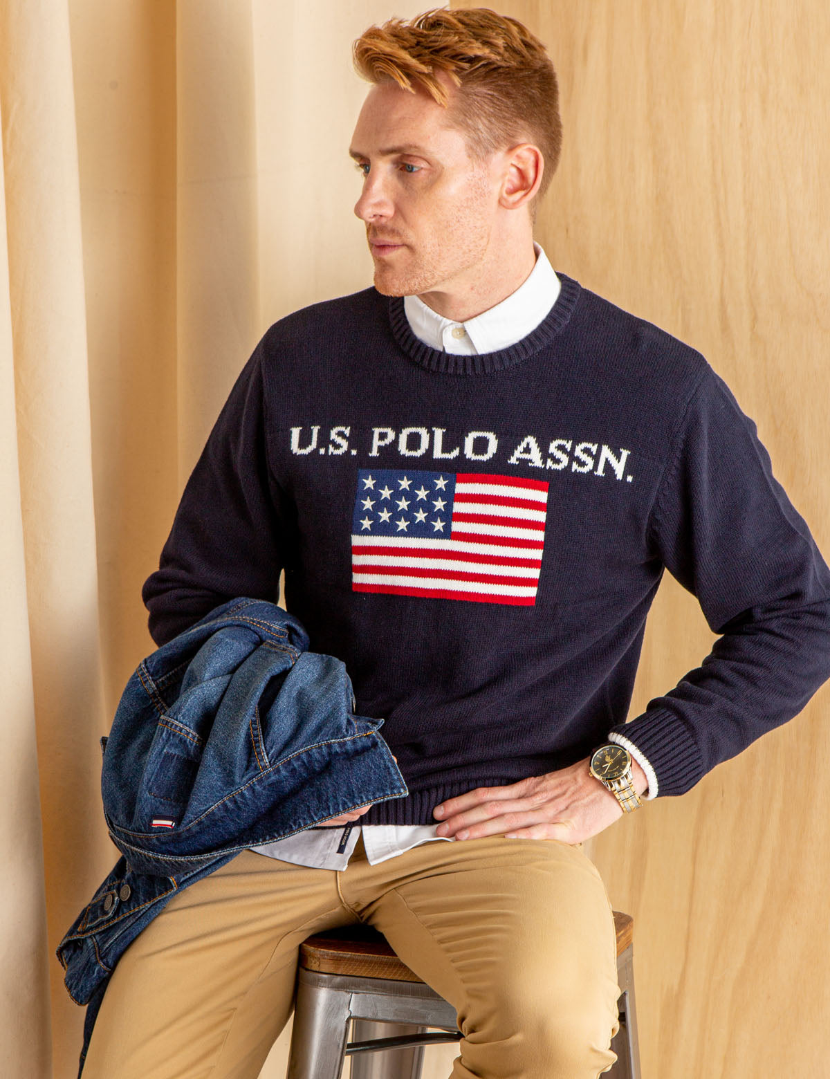 Flag Crew Neck Sweater for Men | U.S. Polo Assn.