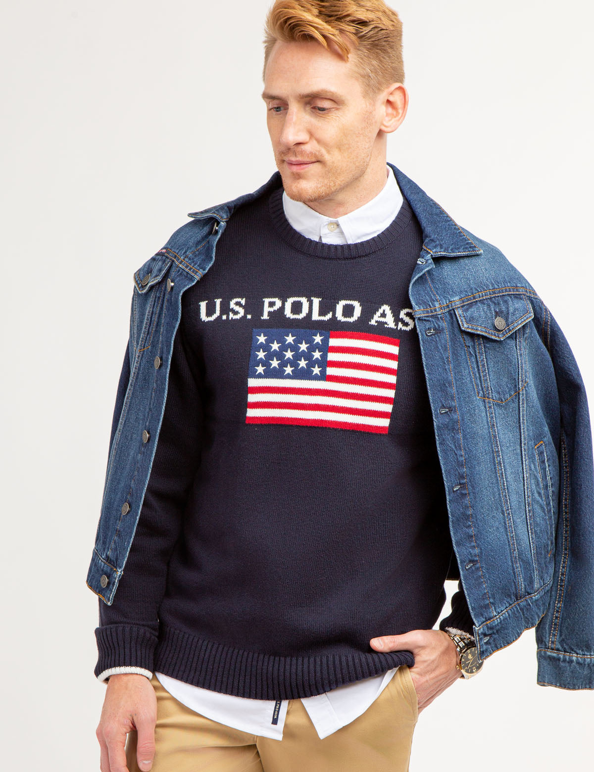 Flag Crew Neck Sweater for Men | U.S. Polo Assn.