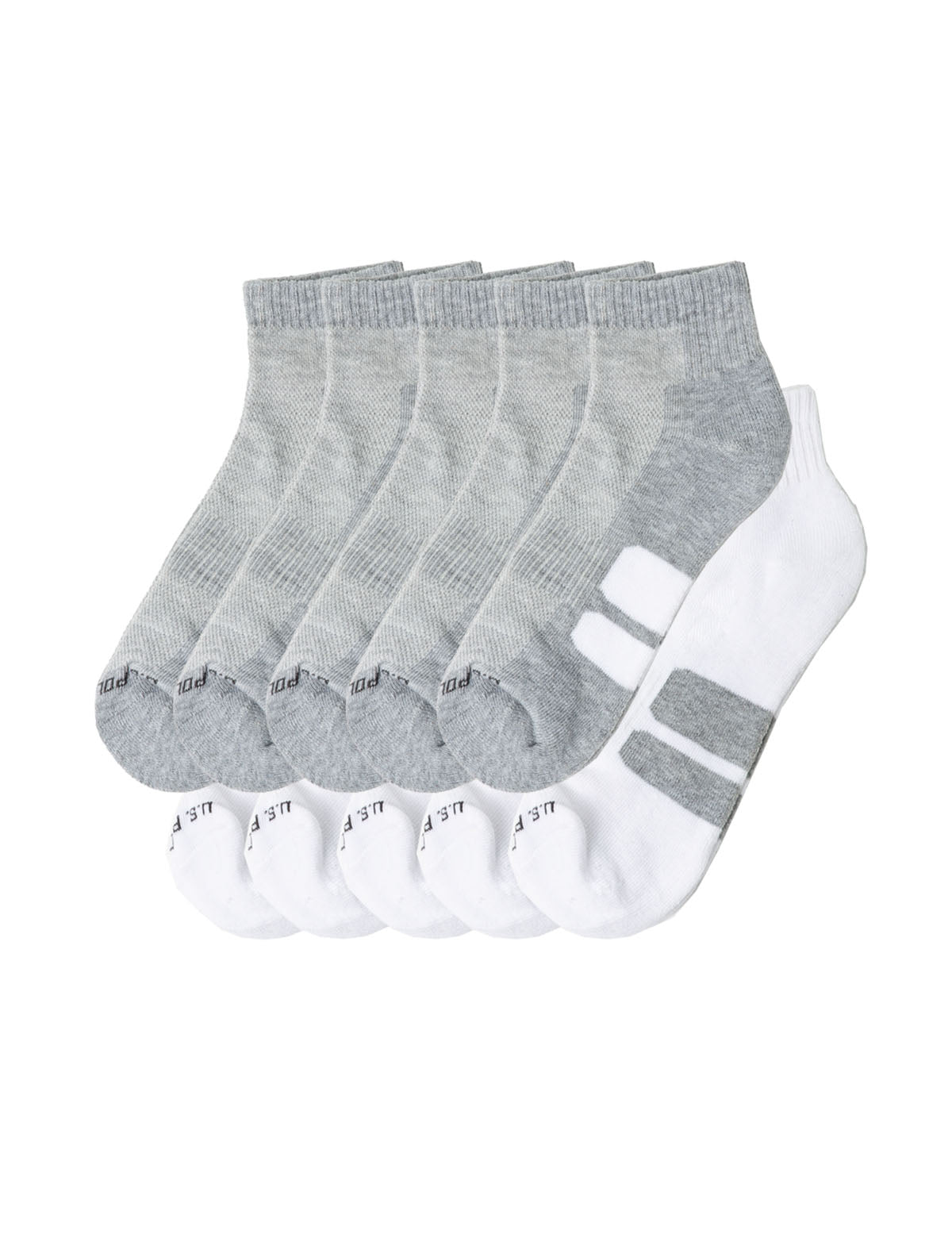 Men's 10-Pack White & Grey Quarter Crew Socks | Casual & Athletic