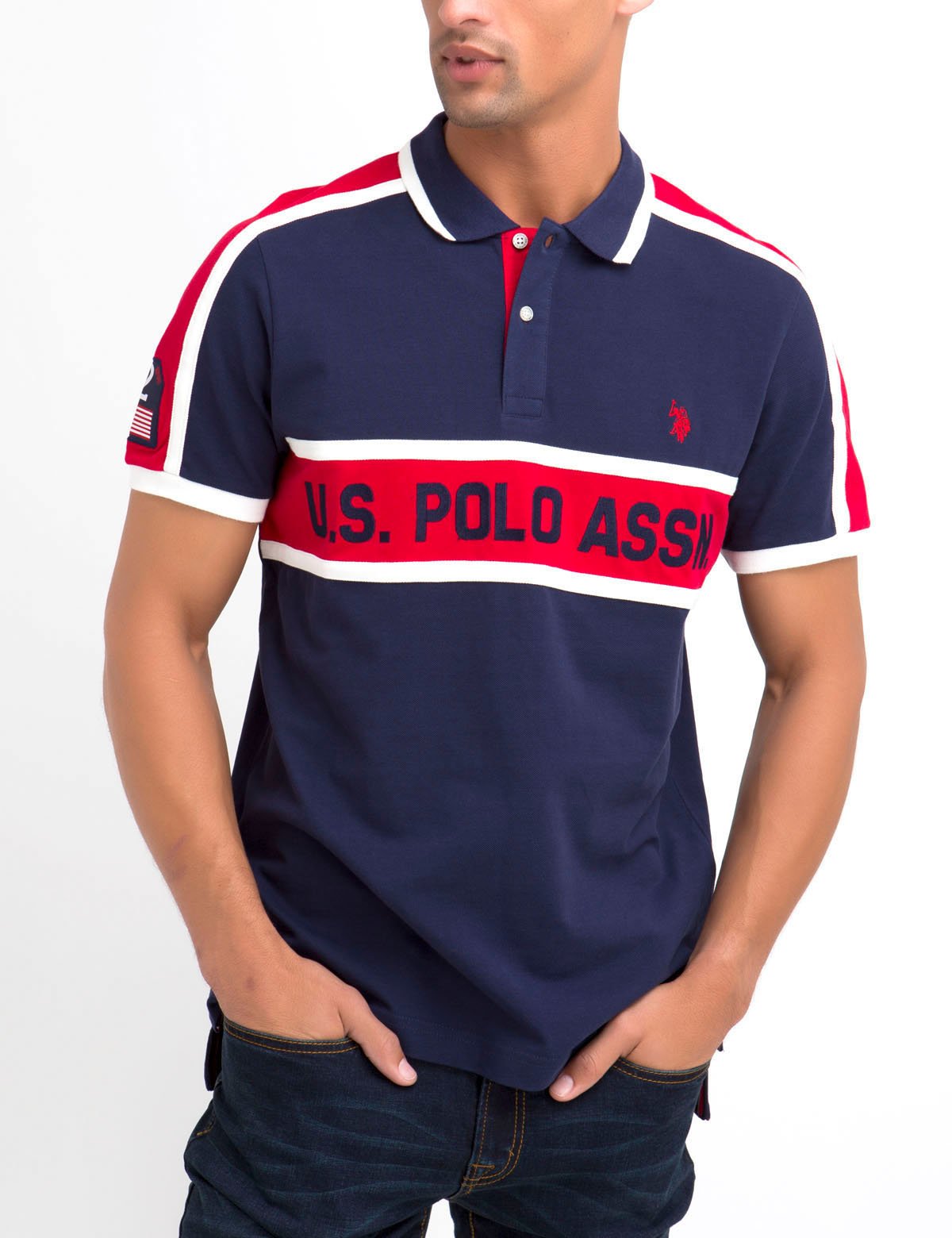 Men's Striped Polo Shirt with Rib Collar & Button Placket | U.S. Polo Assn.