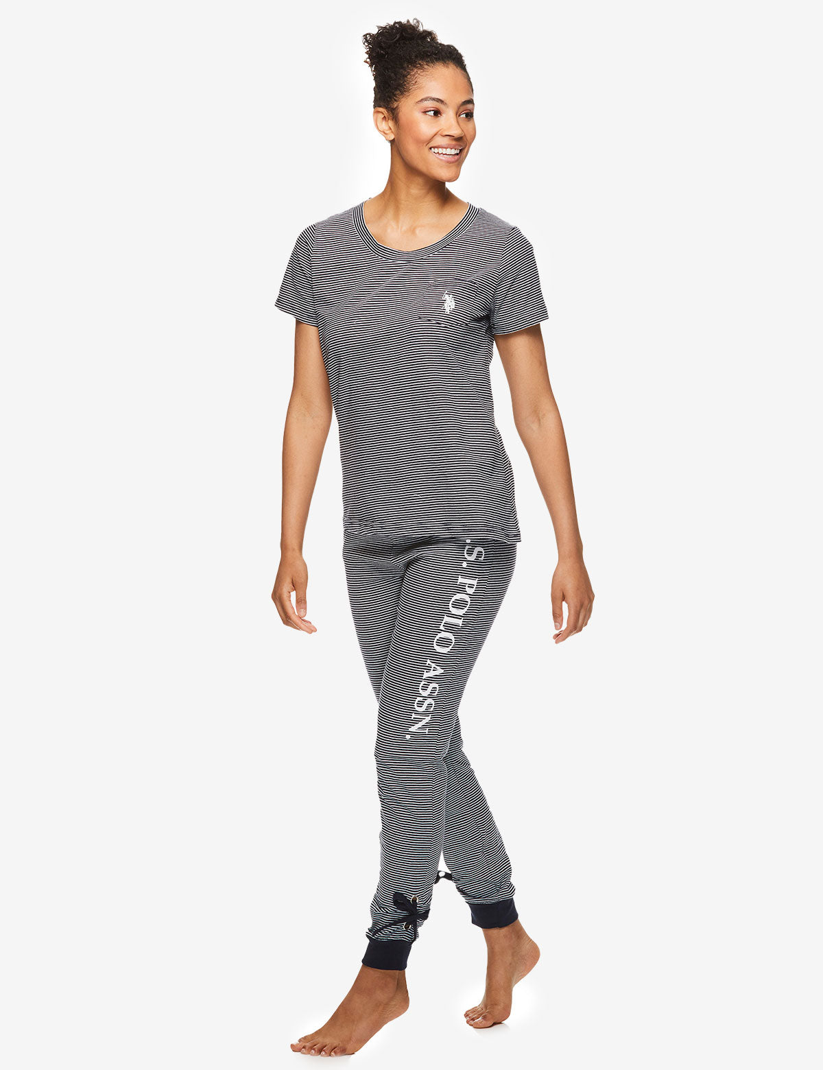Striped Lounge Set with Drawstring Waist & Pockets | U.S. Polo Assn.