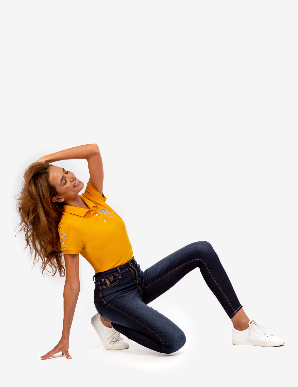 Ultra High Rise Denim Jeans with Zip Fly & Button Closure