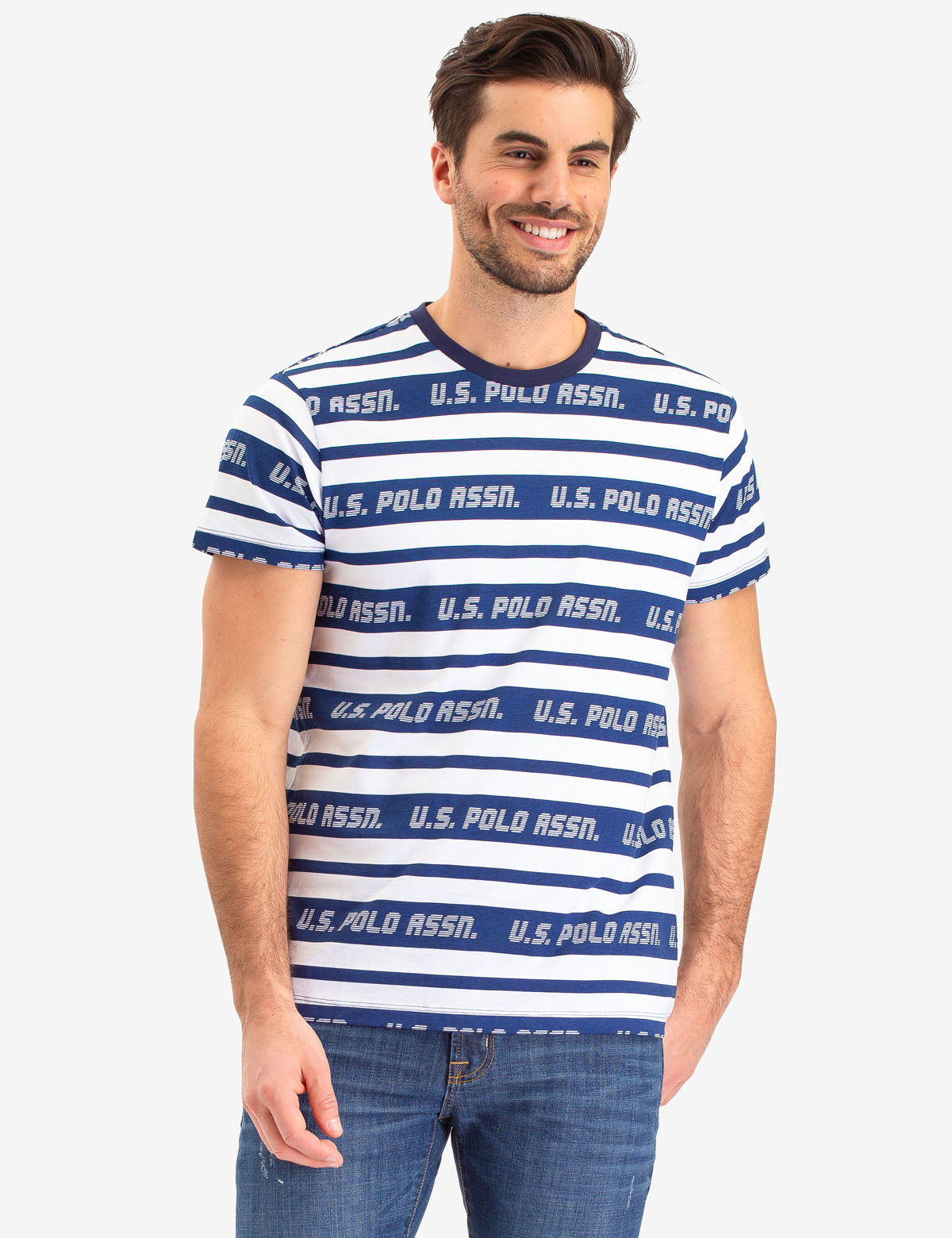 Striped Crew Neck T-Shirt with Logo | U.S. Polo Assn.