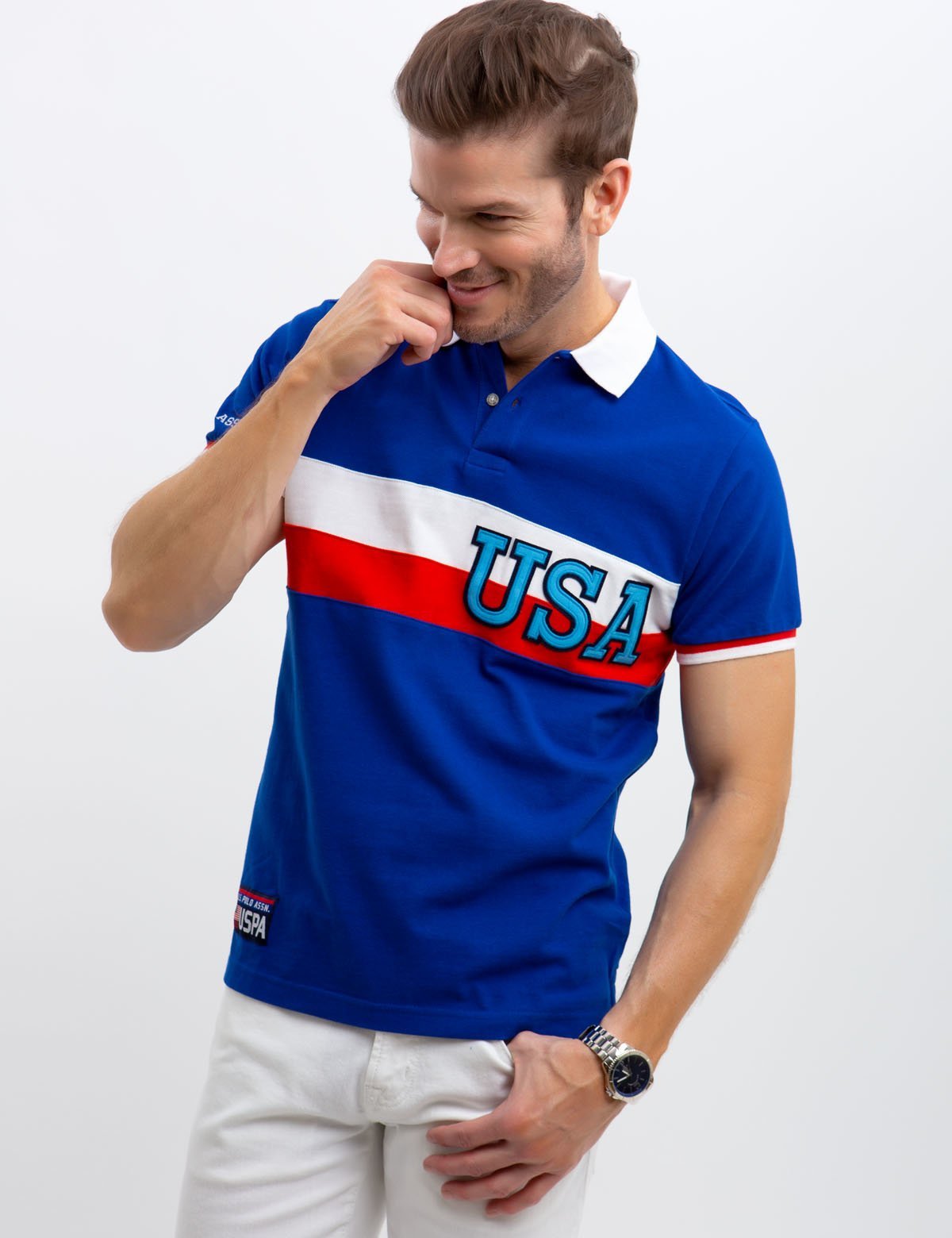 Men's Striped Polo Shirt with Contrast Collar | U.S. Polo Assn.