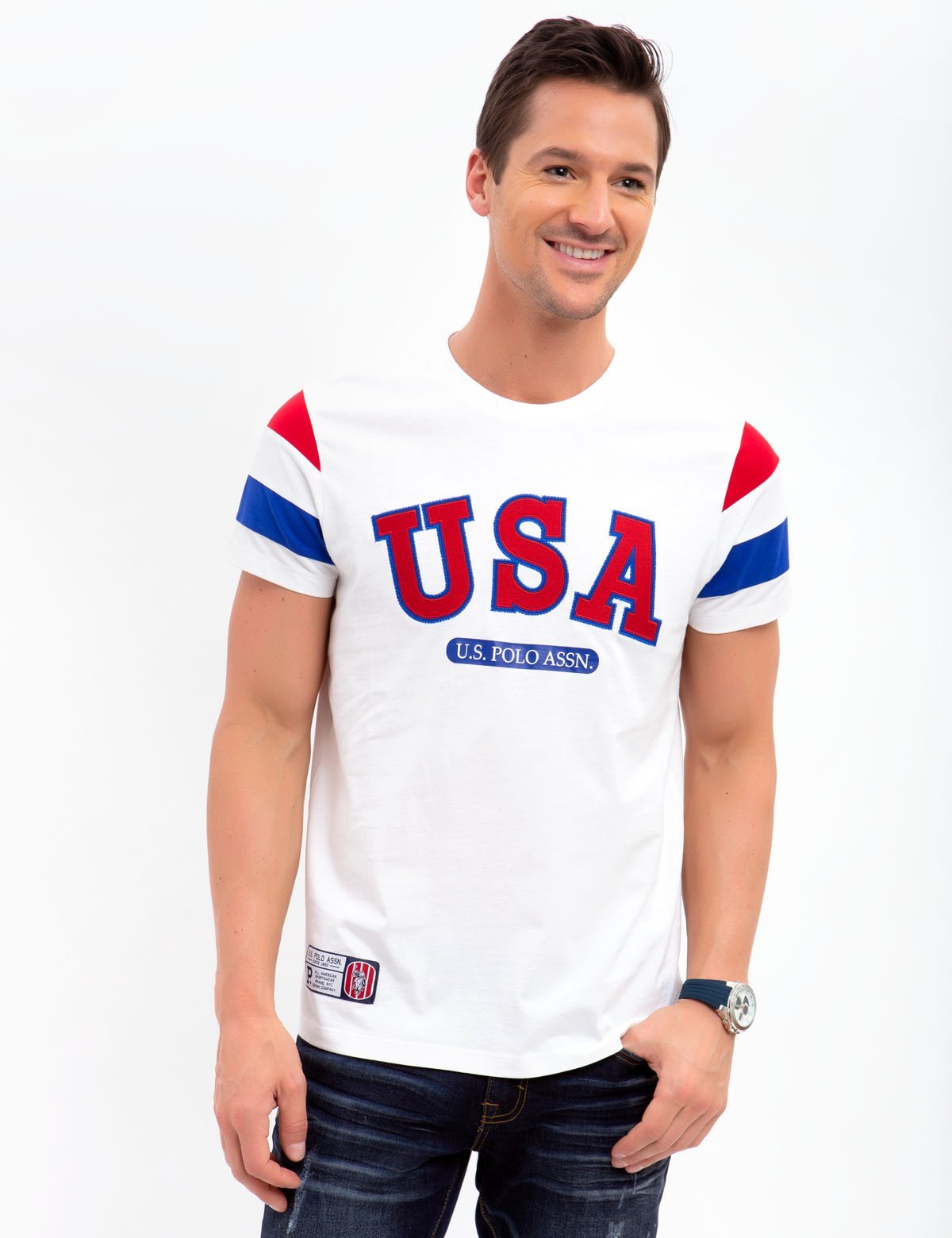 USA Graphic Crew Neck T-Shirt | Patriotic Red White Blue Cotton