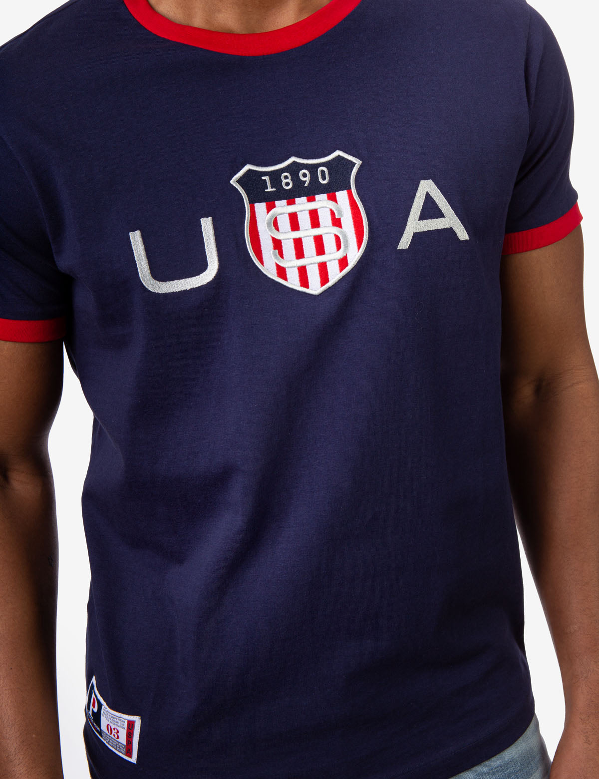 USA Logo Crew Neck T-Shirt with Contrast Trim & USPA Stitching