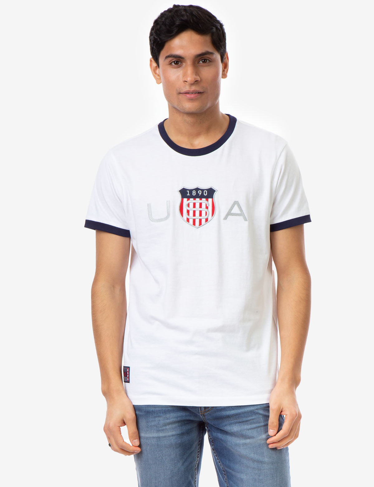 USA Logo Crew Neck T-Shirt with Contrast Trim & USPA Stitching