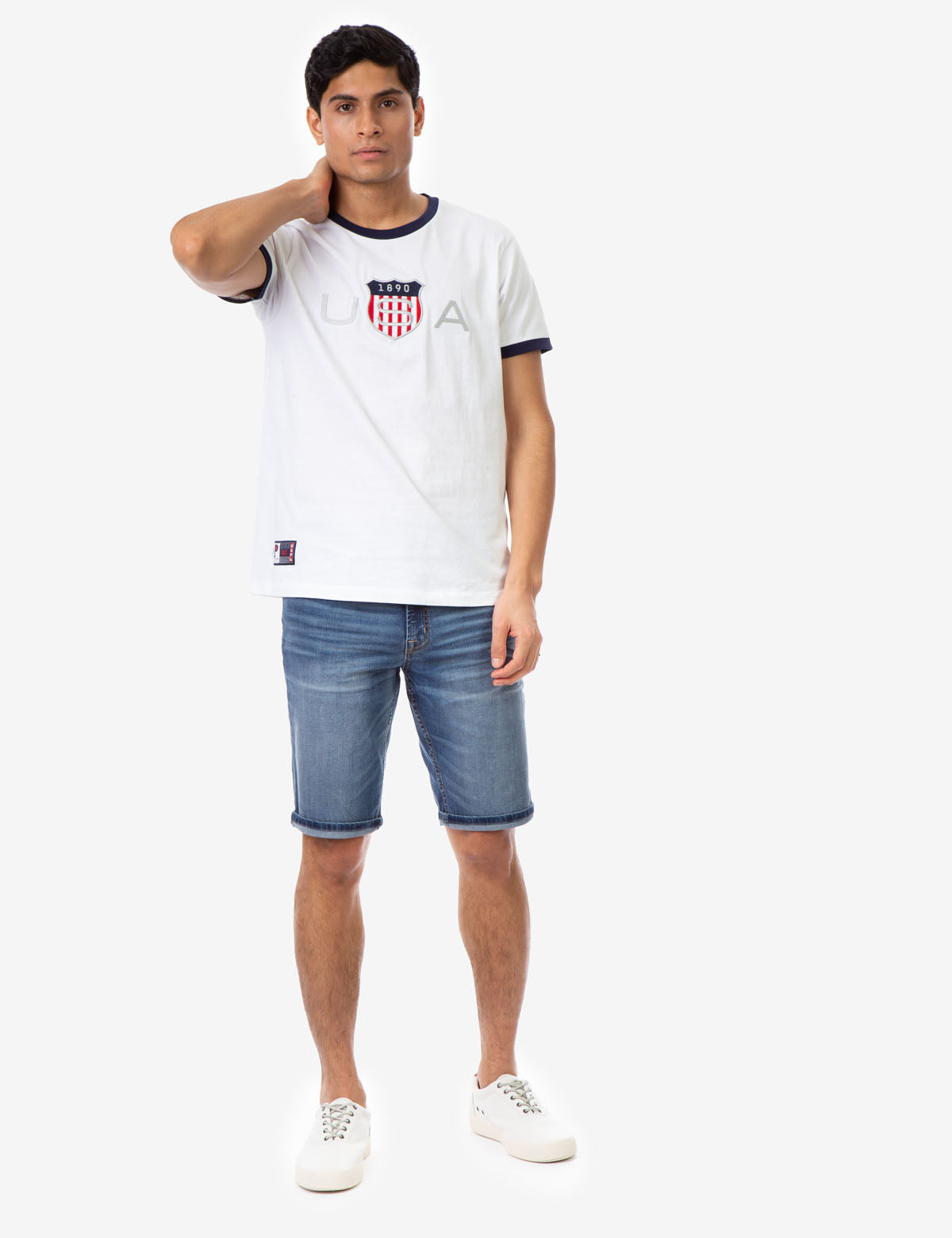 USA Logo Crew Neck T-Shirt with Contrast Trim & USPA Stitching