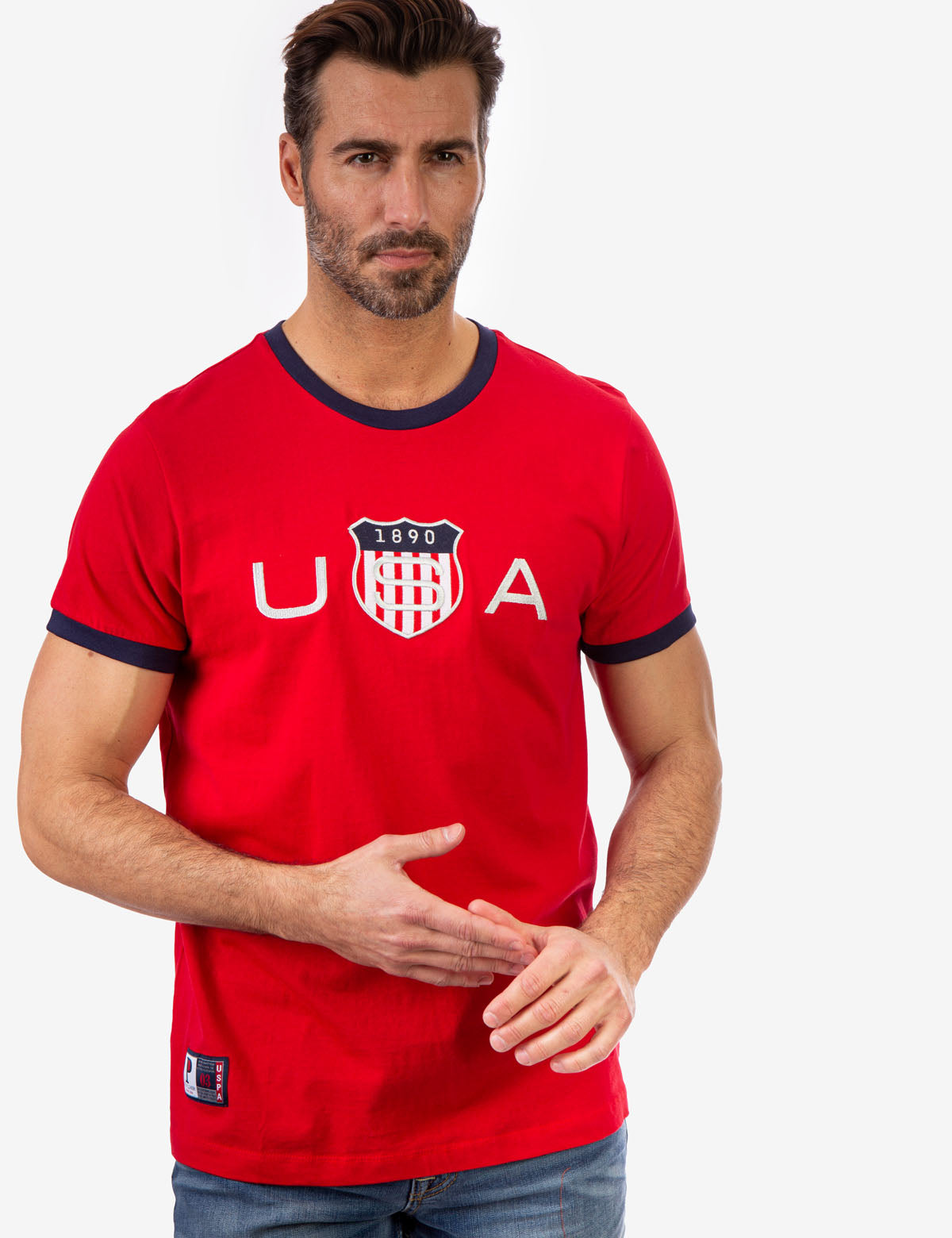 USA Logo Crew Neck T-Shirt with Contrast Trim & USPA Stitching