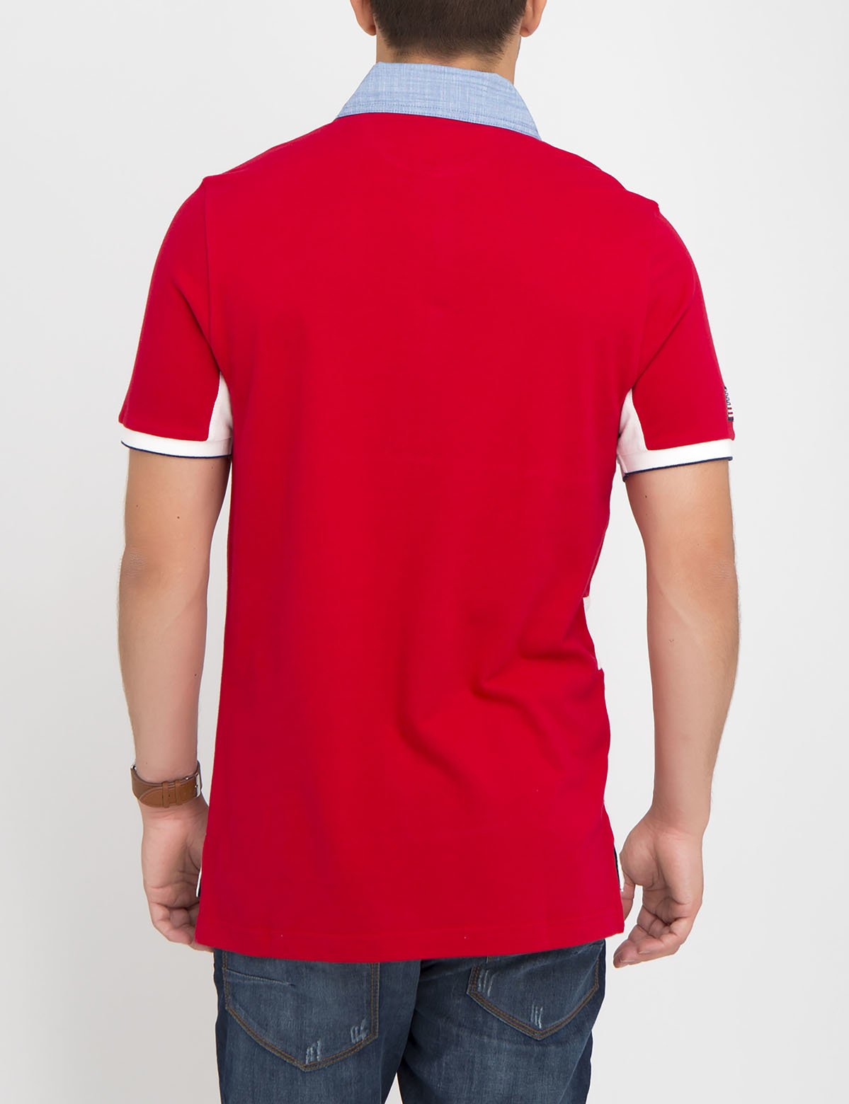 Oxford Striped Polo Shirt with Button Collar | USA Made