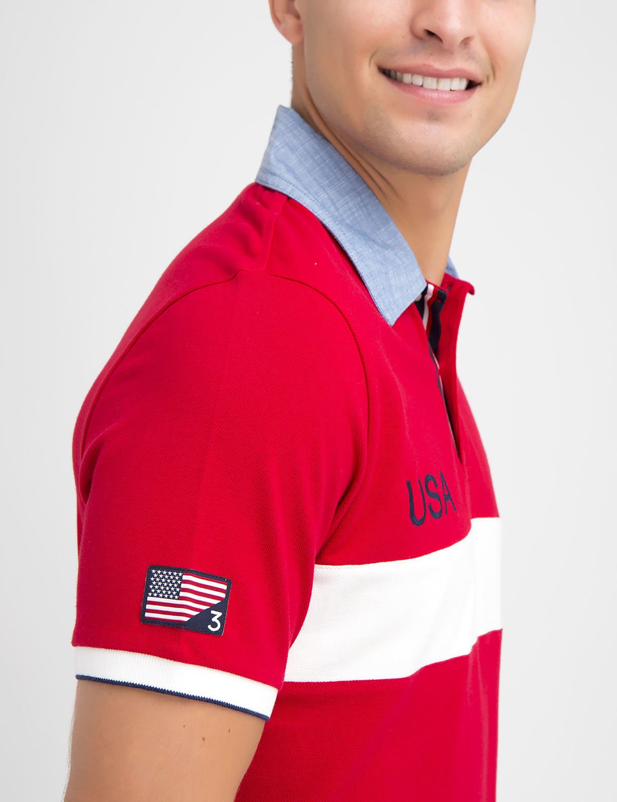Oxford Striped Polo Shirt with Button Collar | USA Made