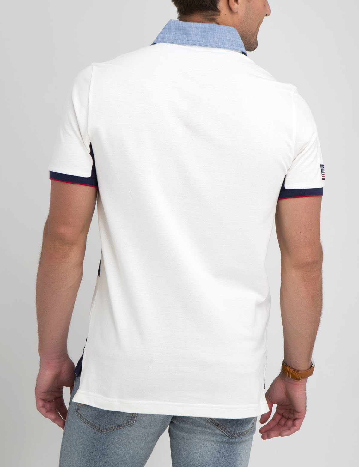 Oxford Striped Polo Shirt with Button Collar | USA Made