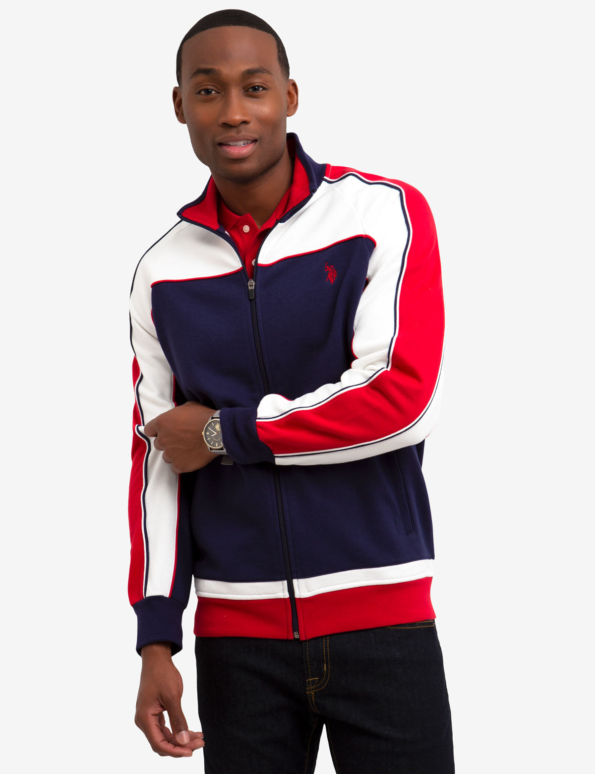 USA Track Jacket Sweatshirt with Star Print | Cotton Blend