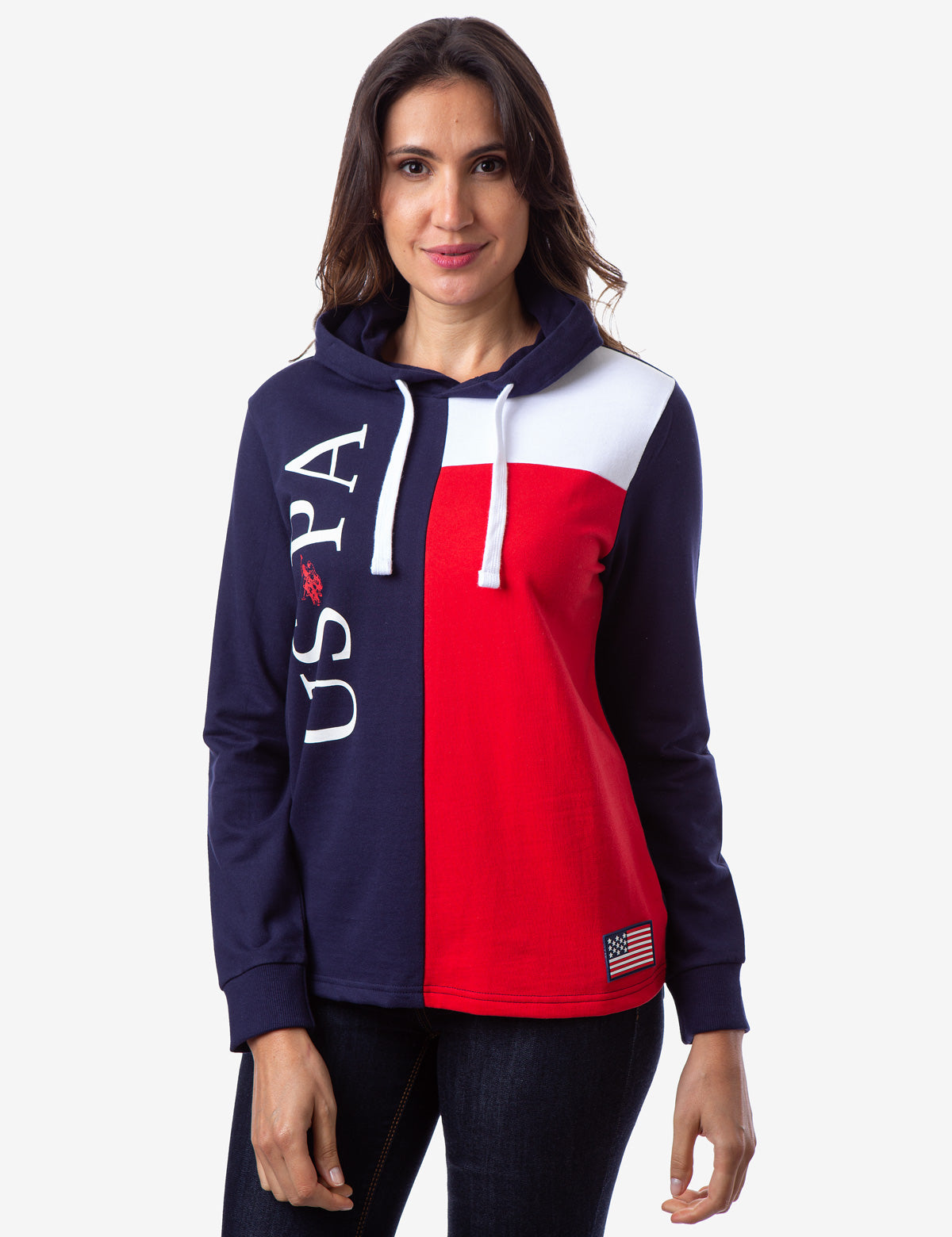 Colorblock Hoodie with USPA Lettering & Drawstring Hood | USPA