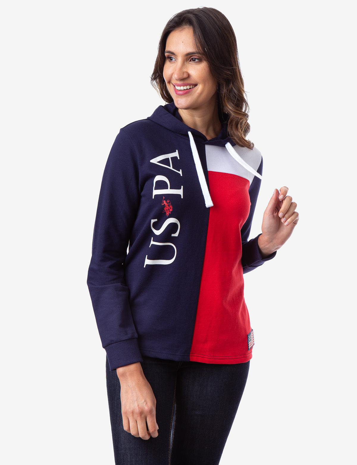 Colorblock Hoodie with USPA Lettering & Drawstring Hood | USPA