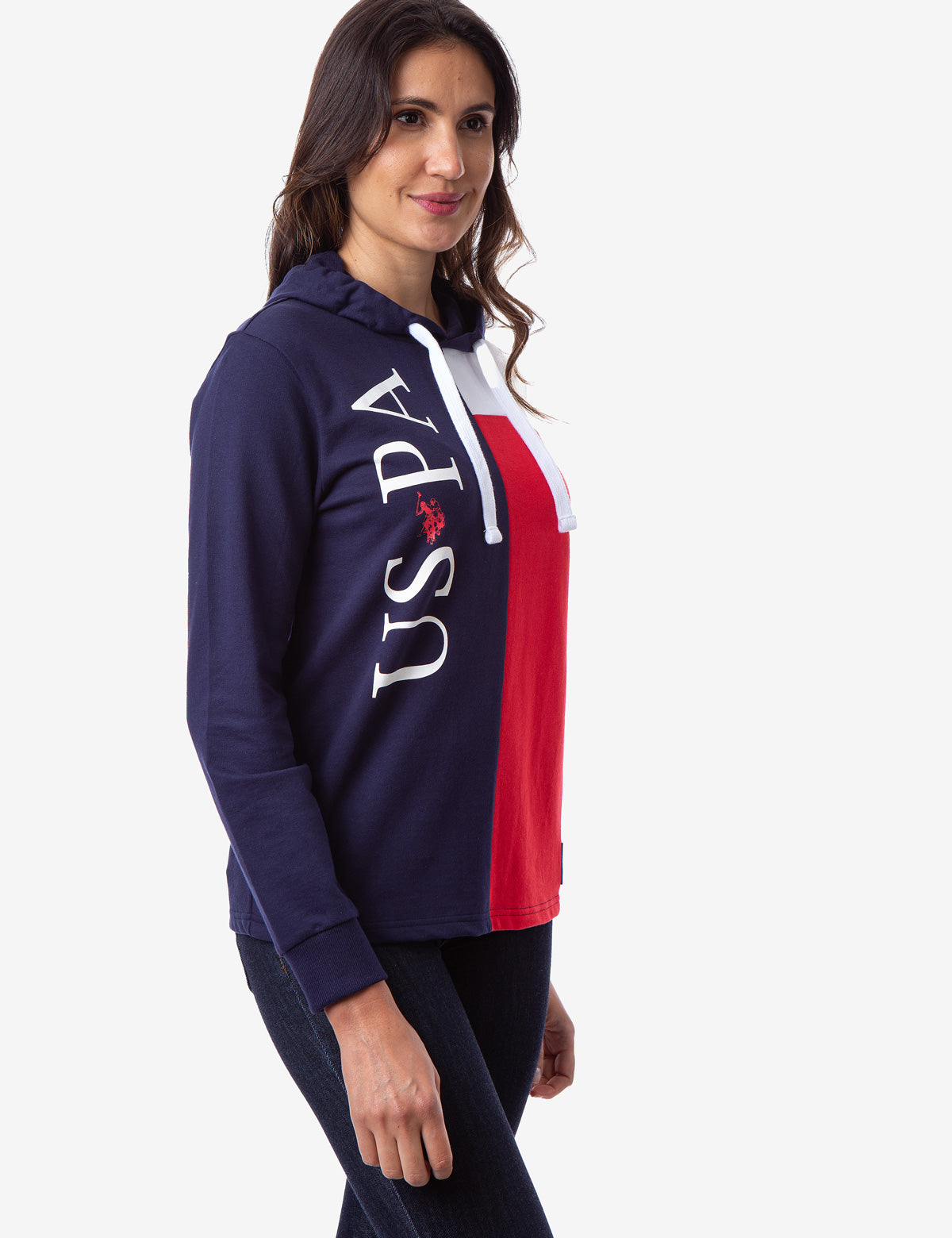 Colorblock Hoodie with USPA Lettering & Drawstring Hood | USPA