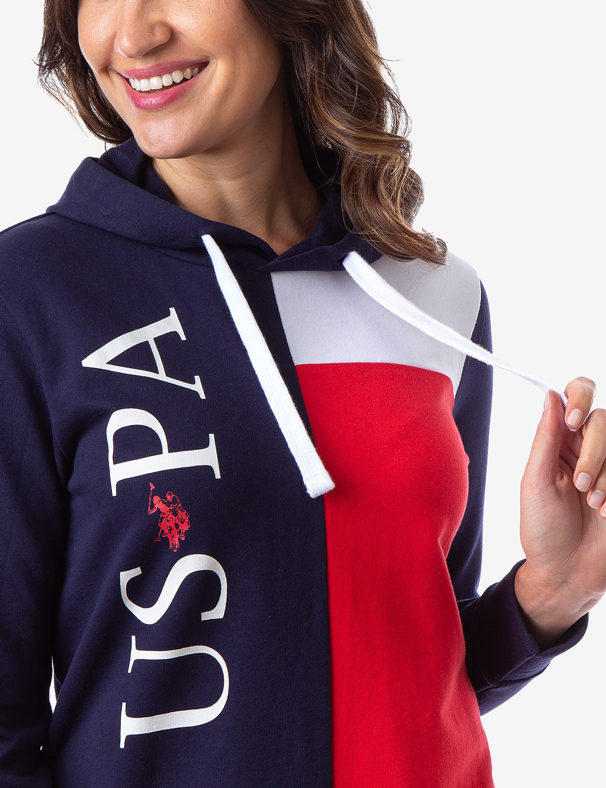Colorblock Hoodie with USPA Lettering & Drawstring Hood | USPA