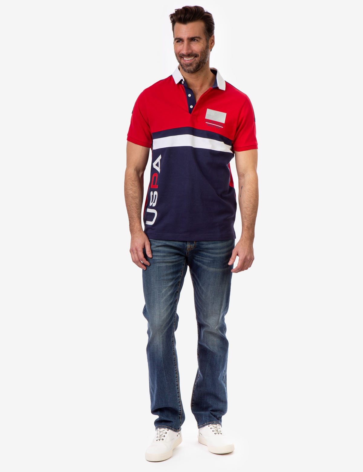 Colorblock Polo Shirt with Side Logo | USPA