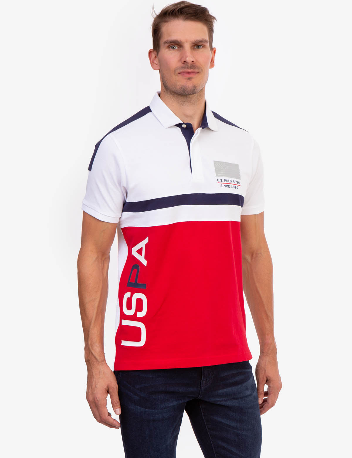 Colorblock Polo Shirt with Side Logo | USPA