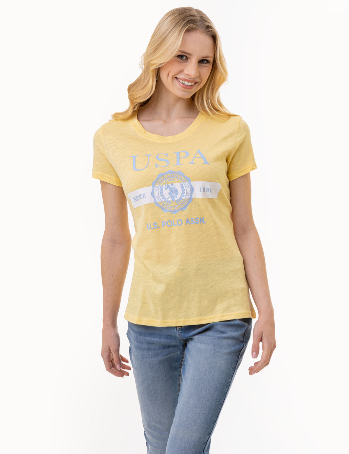Graphic T-Shirt with Semi Scoop Neck | USPA Crest