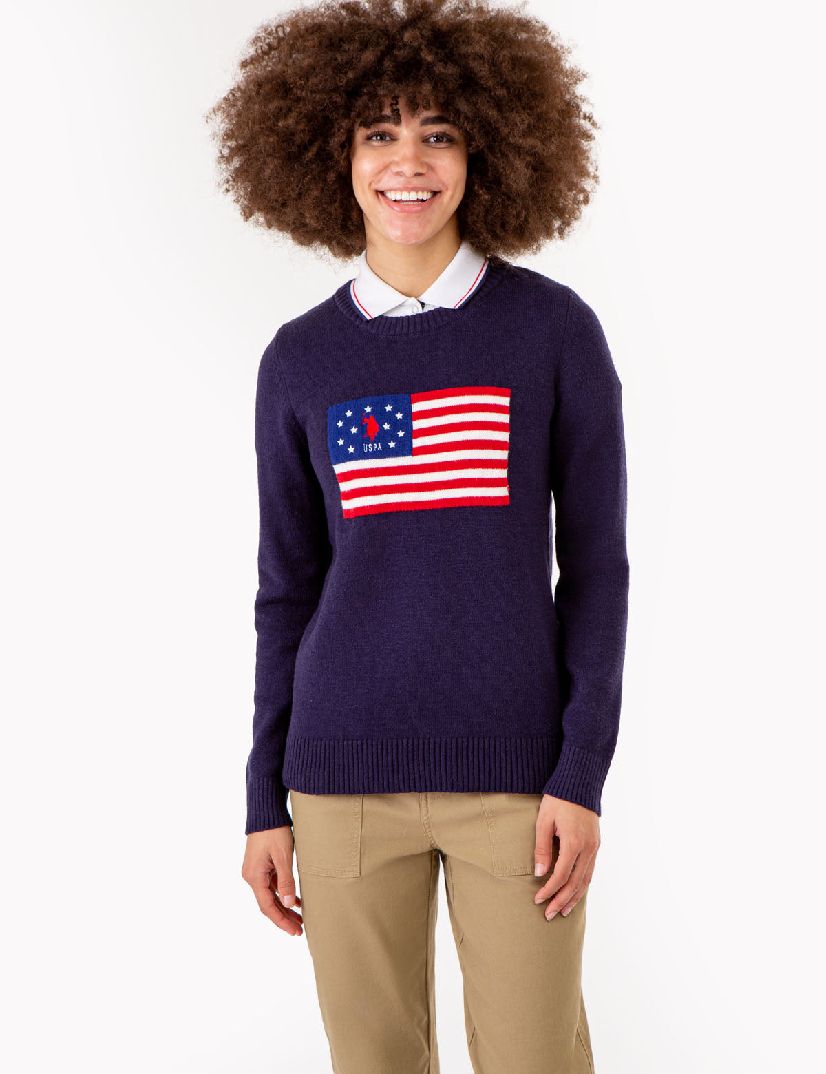 USPA Flag Crew Neck Sweater | Classic Cotton Knit for Men
