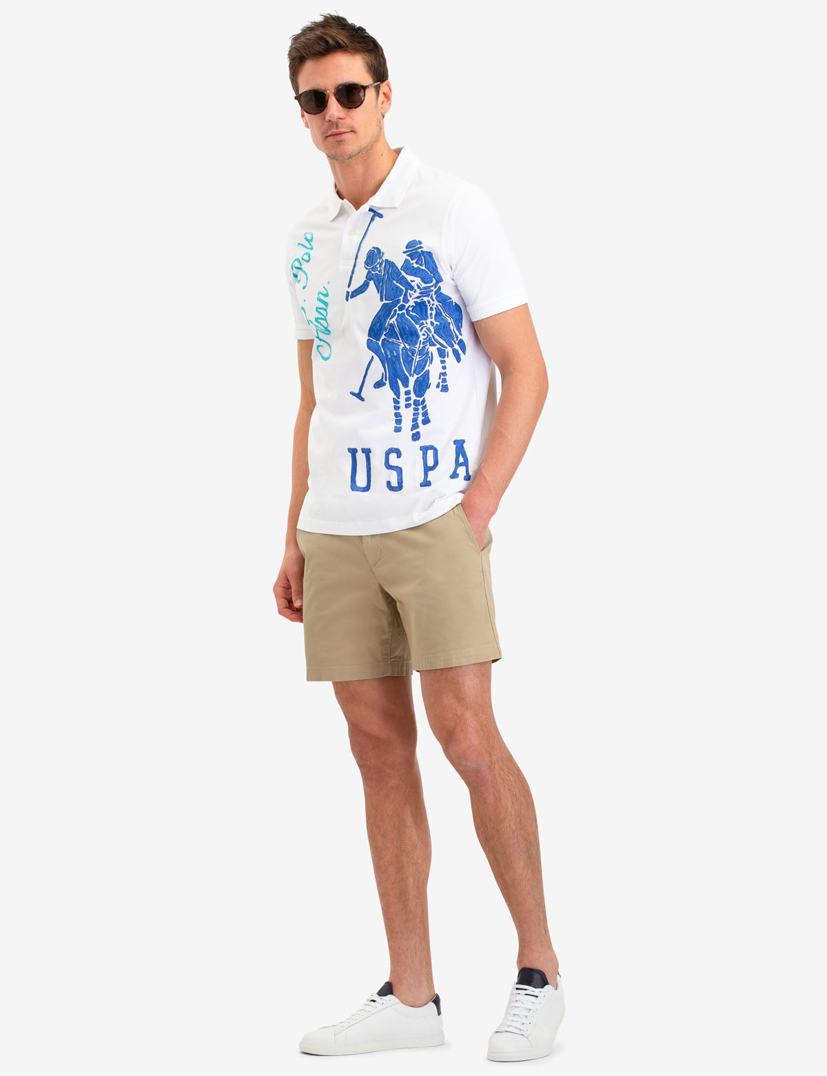 USPA Logo Polo Shirt for Men | Button Placket & Short Sleeves