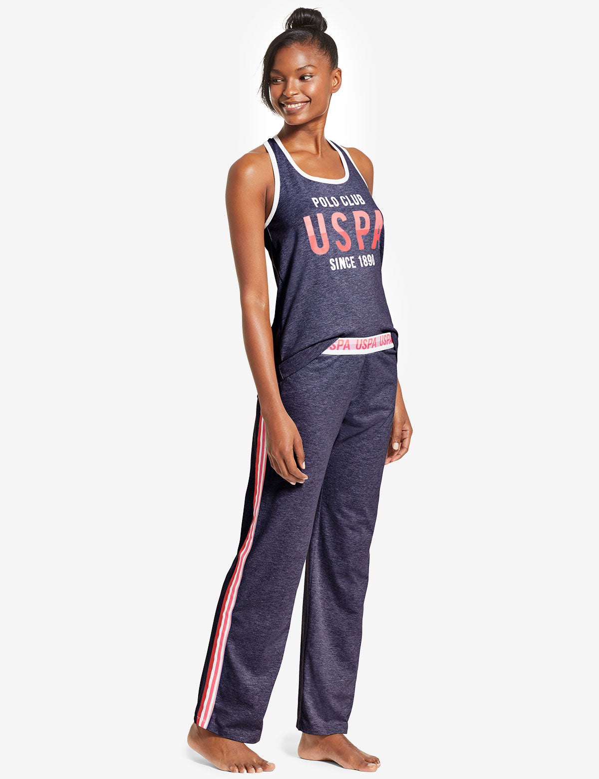 USPA Graphic Tank Lounge Set with Contrast Design | Cotton Blend