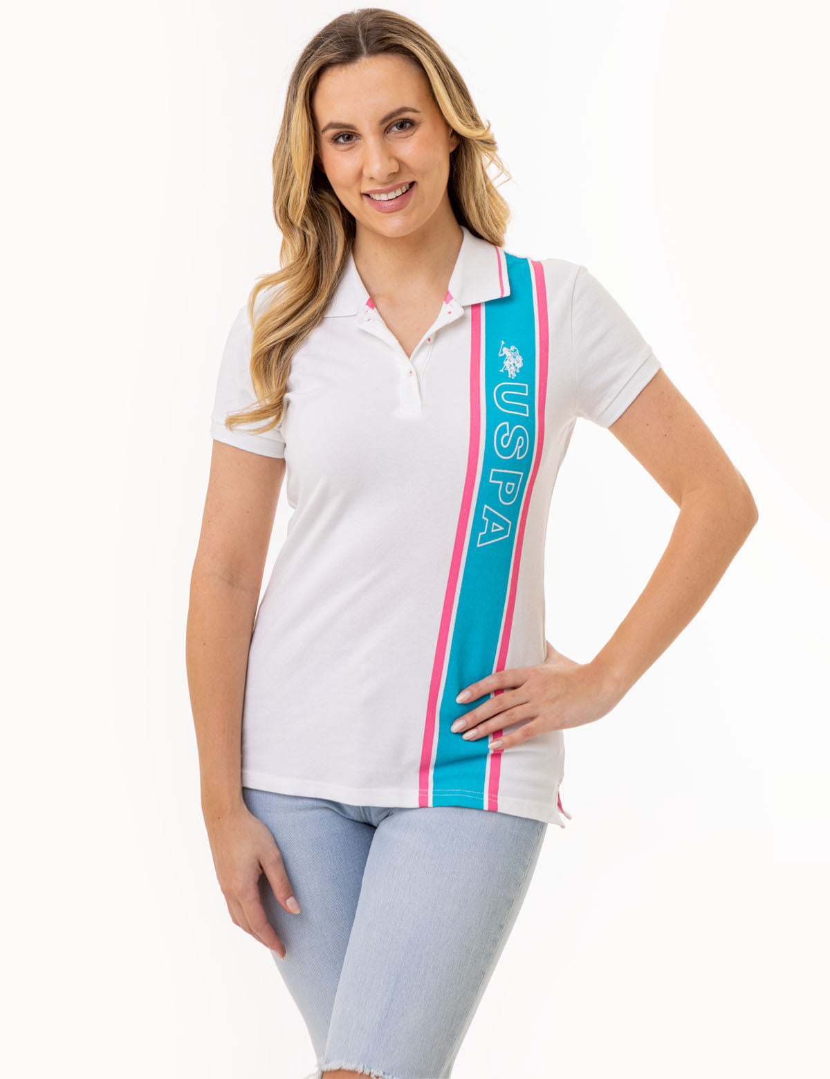 Graphic Stripe Polo Shirt for Men | USPA
