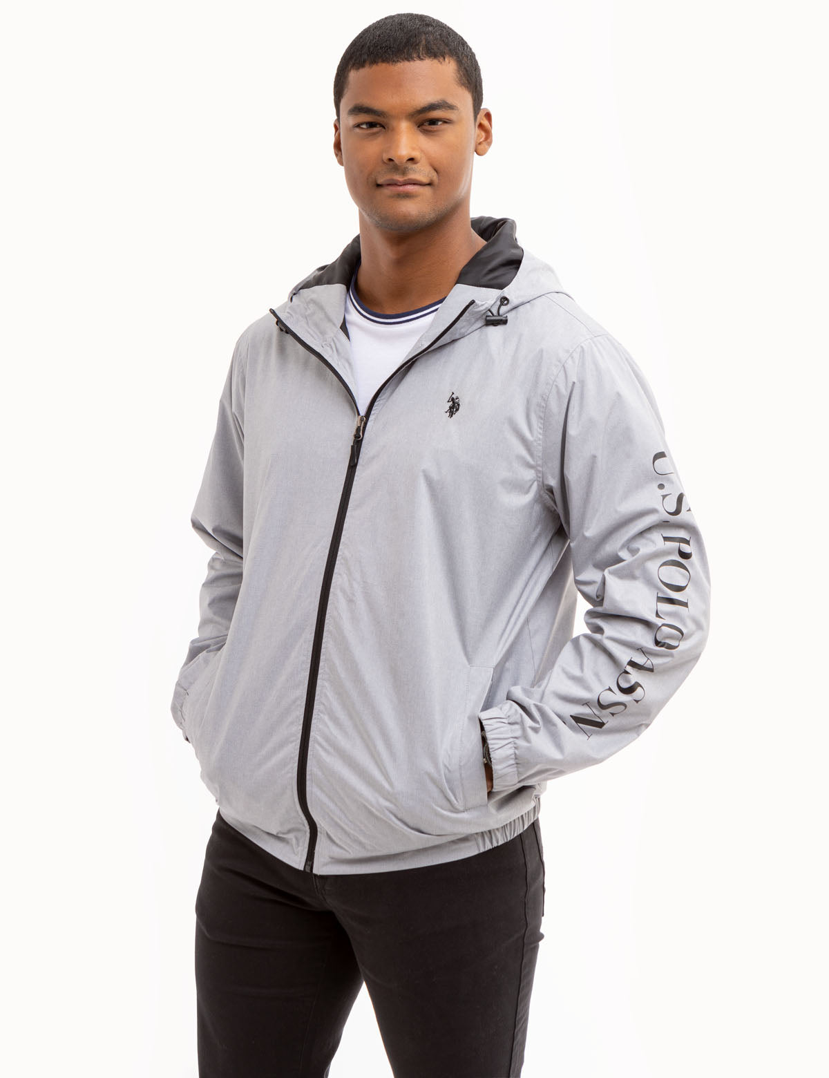 Heathered Hooded Windbreaker for Men & Women | USPA